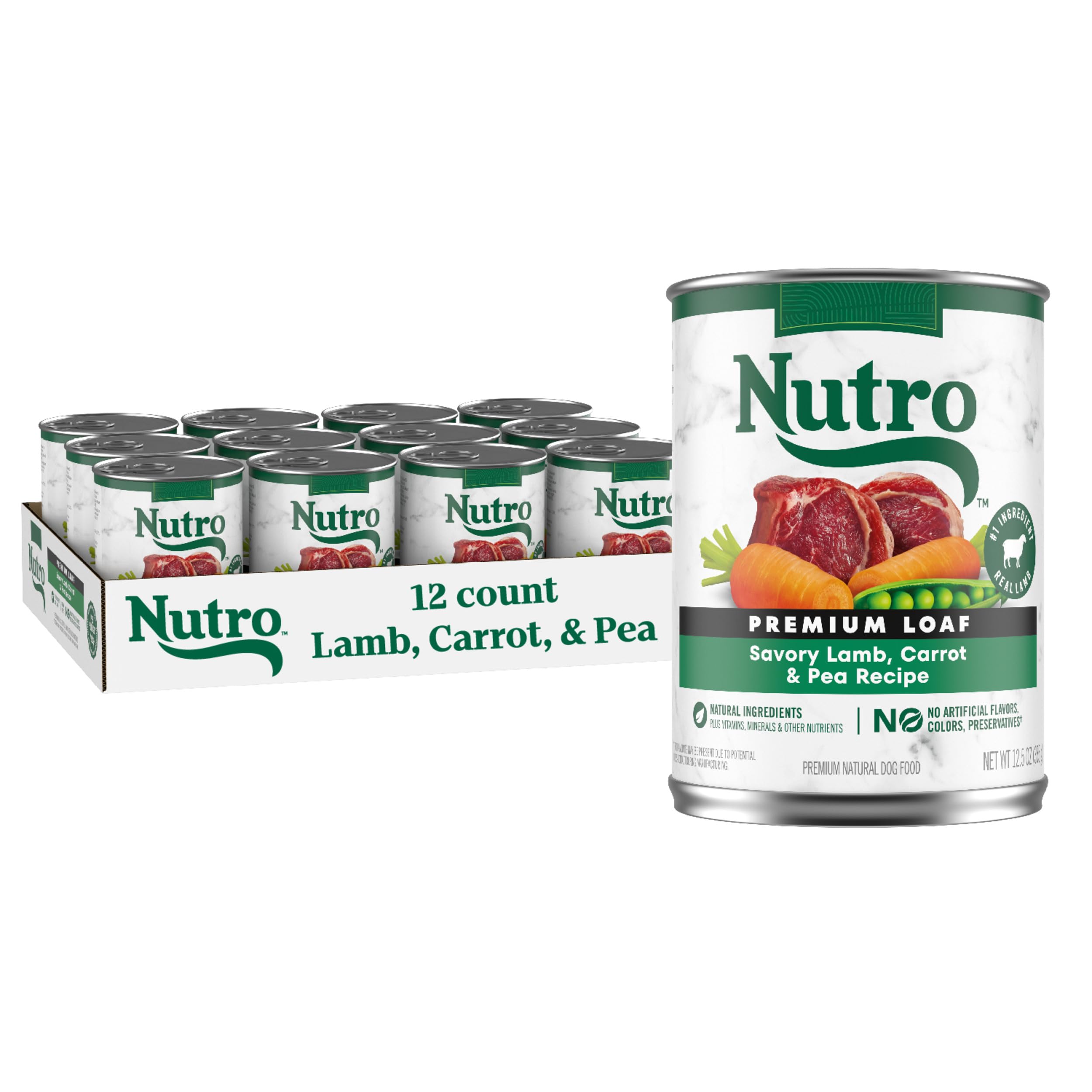 Nutro Natural Choice Premium Loaf Adult Wet Dog Food Lamb Recipe 12.5 oz. cans (12 Count, Pack of 1)