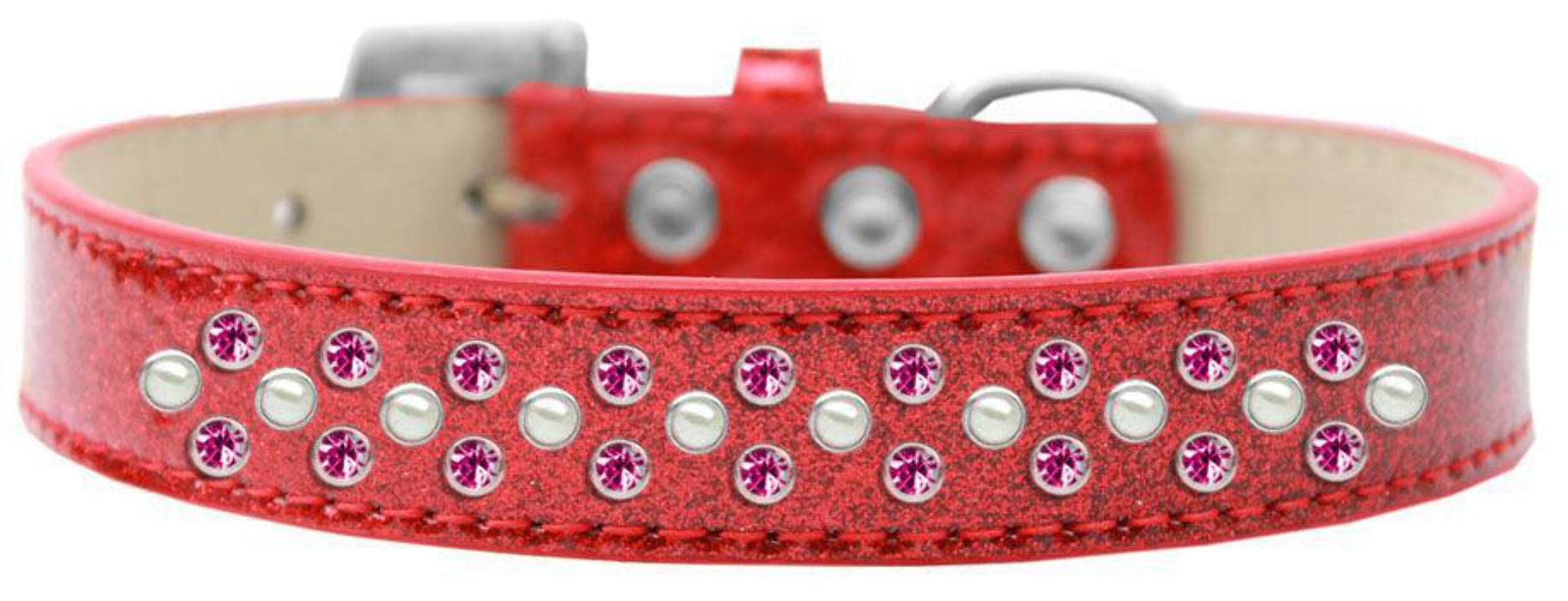 Mirage Pet Products Sprinkles Ice Cream Dog Collar with Pearl and Bright Pink Crystals, Size 14, Gold