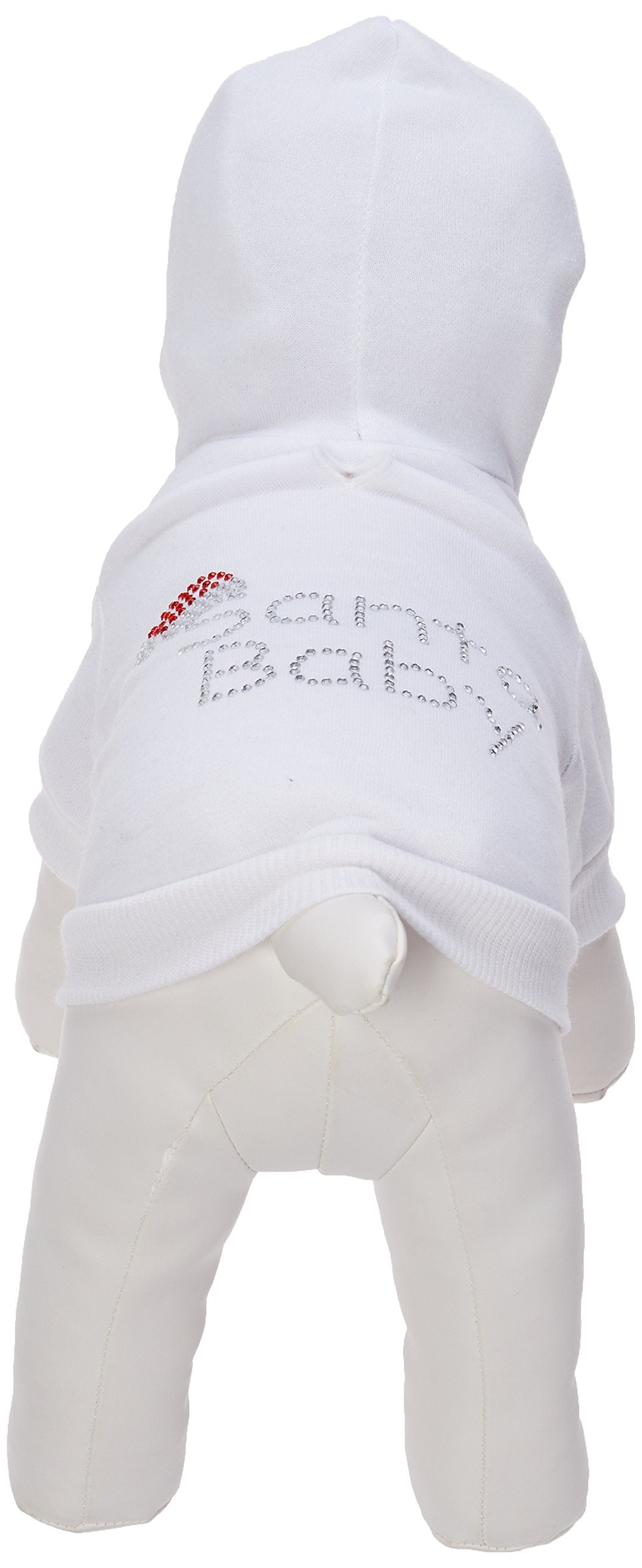 Christmas Pet, Dog & Cat Hoodie Rhinestone, &quot;Santa Baby&quot; Cream SM (3-6 lbs.)