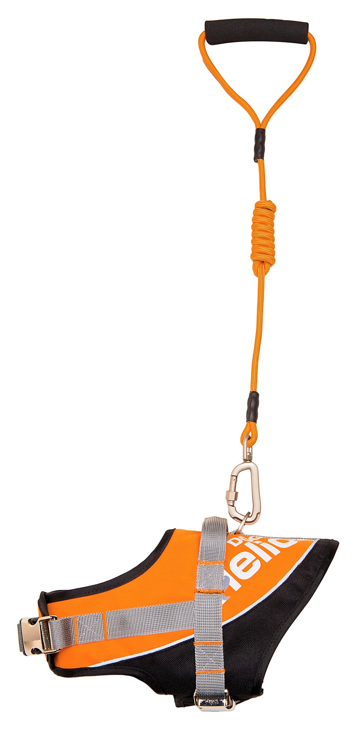 DOGHELIOS 'Bark-Mudder' Easy Tension 3M Reflective Endurance 2-in-1 Adjustable Pet Dog Leash and Harness, Large, Orange