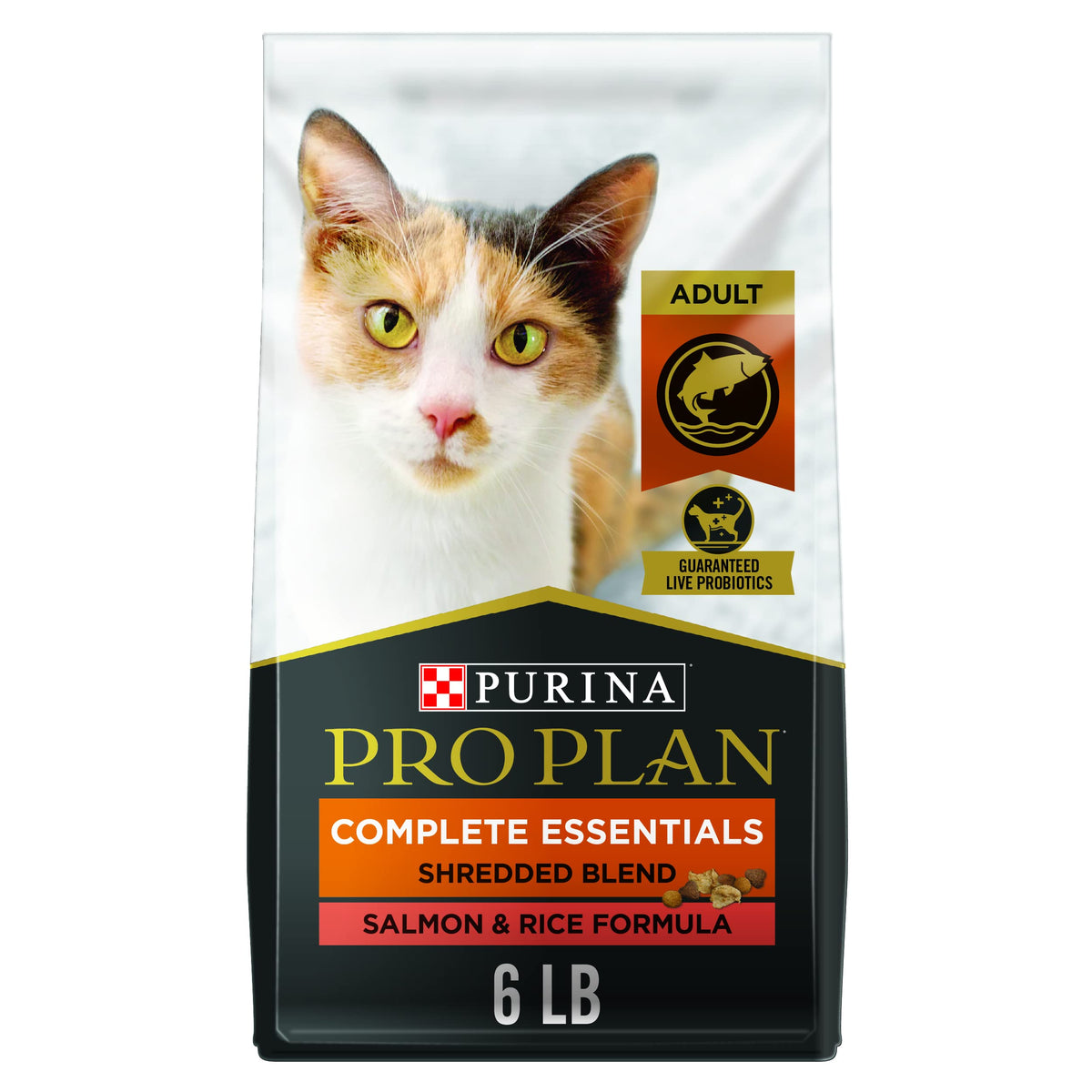 Purina Pro Plan High Protein Cat Food With Probiotics For Cats, Shredded Blend Salmon And Rice Formula - 6 Lb. Bag