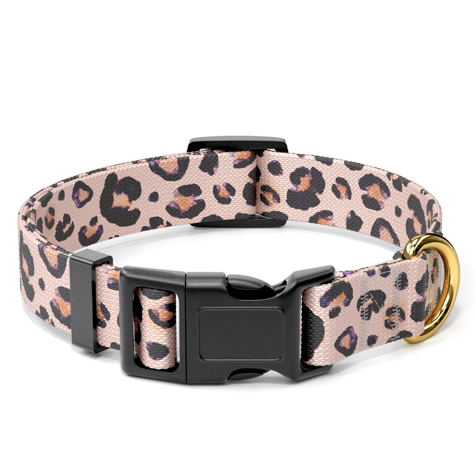 Rnivvi Dog Collar For Large Dogs, Cute Leopard Heavy Duty Adjustable Puppy Collar With Quick Release Buckle For Boy Girl & Femal