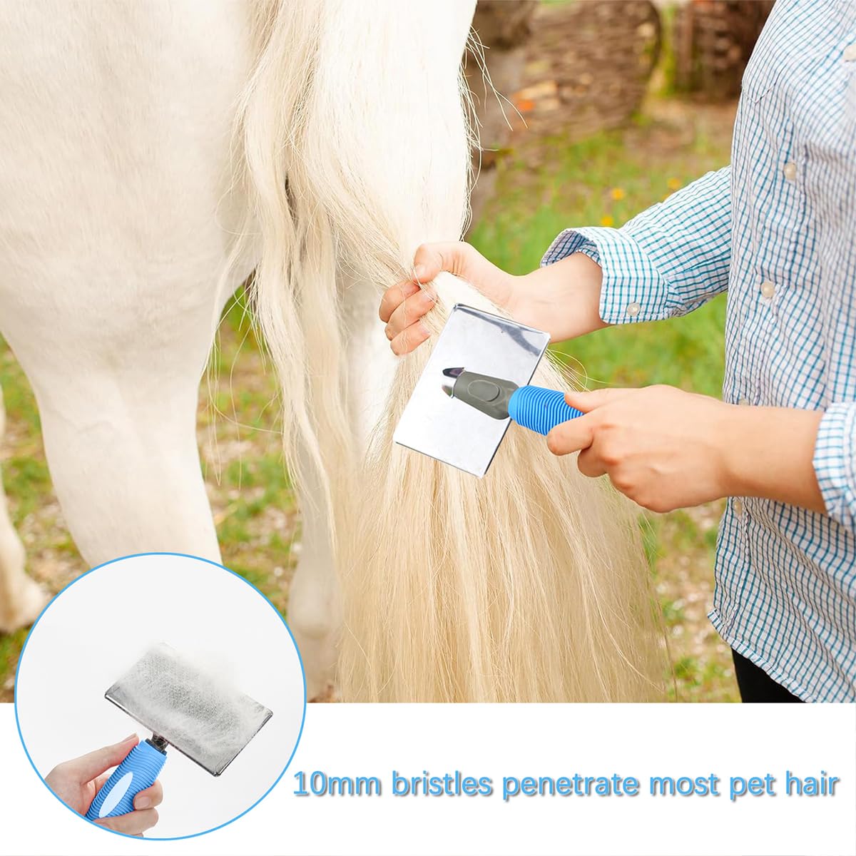 ZBJBinCH Horse Pin Brush, Horse Grooming Brush, Horse Massage Brush, Horse Hair Brush, Professional Grade Horse Brush, Dog Hair