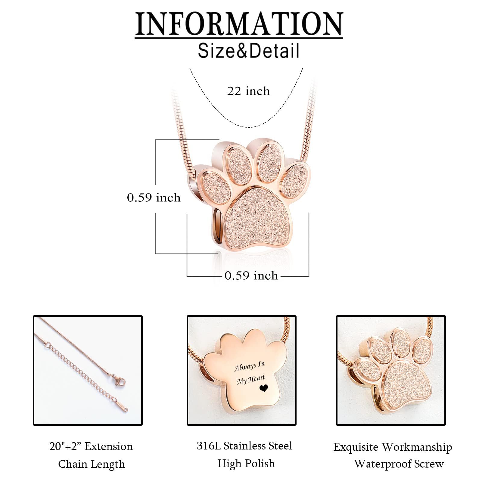 Zeqingjw Pet Cremation Jewelry For Ashes Pendant Paw Print Pet Heart Urn Necklace Memorial Keepsake Jewelry For Pet/Dog'S/Cat'S Ashes (Silver-K)