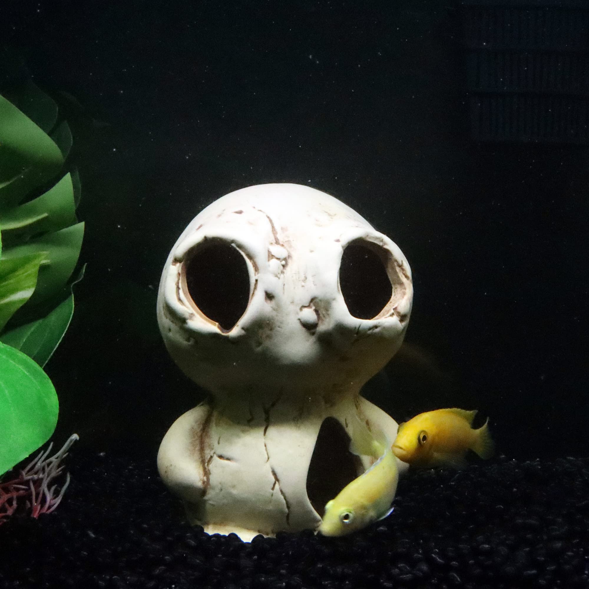 Alegi Aquarium Ceramic Decoration Mountain, Cave Rock For Cichlids, Betta Fish Tank (Monster)