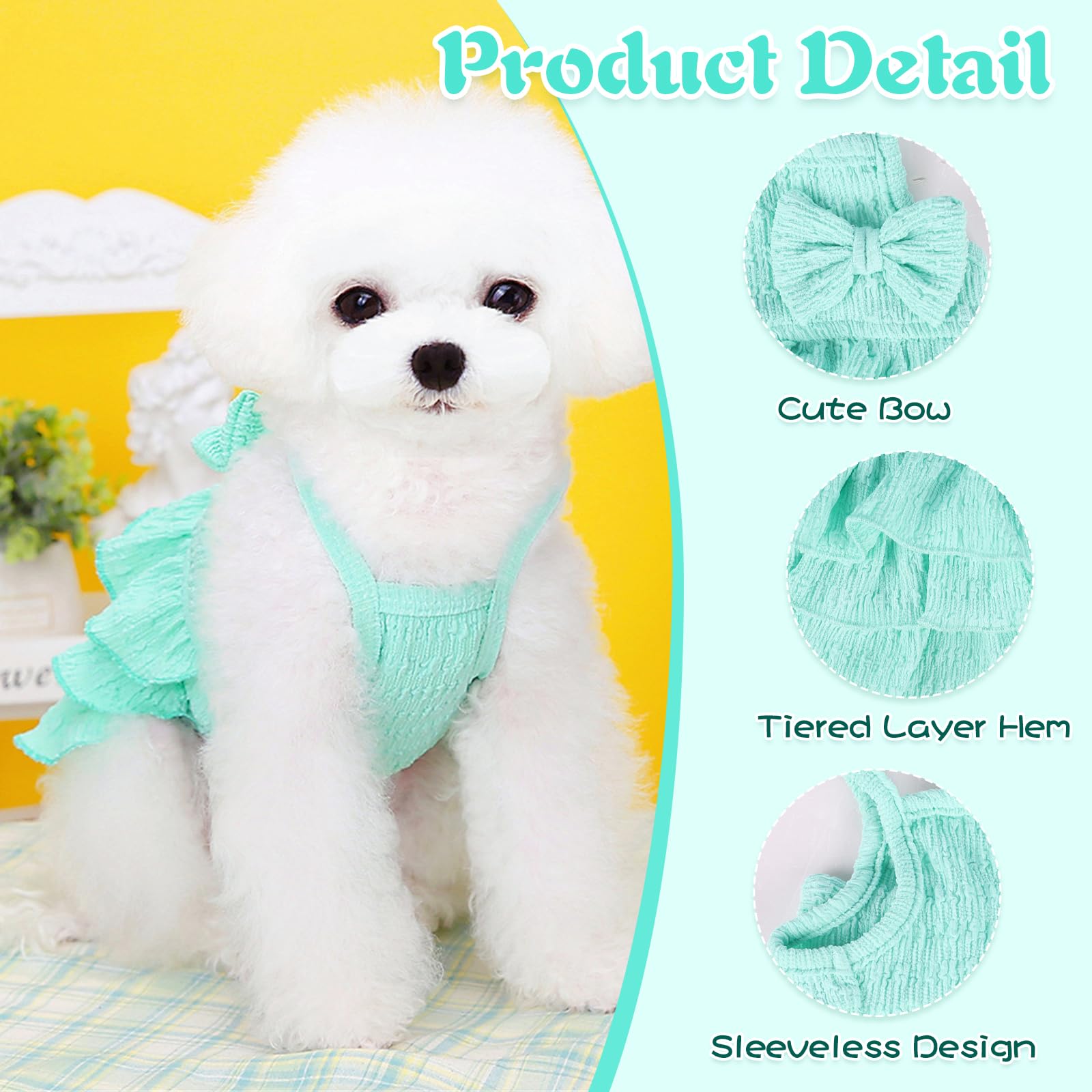 Yaopelky Cat Dress Dog Clothes For Small Medium Dogs Girl Tiered Layer Cake Puppy Dresses With Bow Cute Dog Girls Summer Clothe