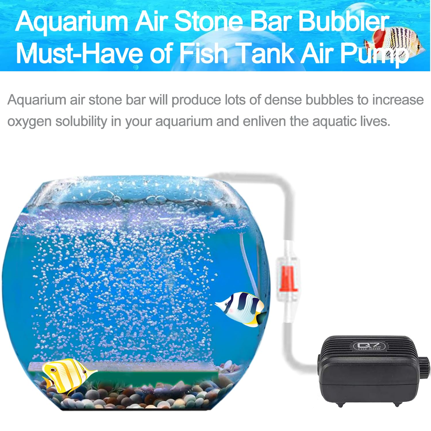 Dekago 🔥 4 Inch Aquarium Air Stone Bar - 5 Pcs Bubble Release Mineral Airstones For Pumps For Your Fish Tank Oxygenation Needs
