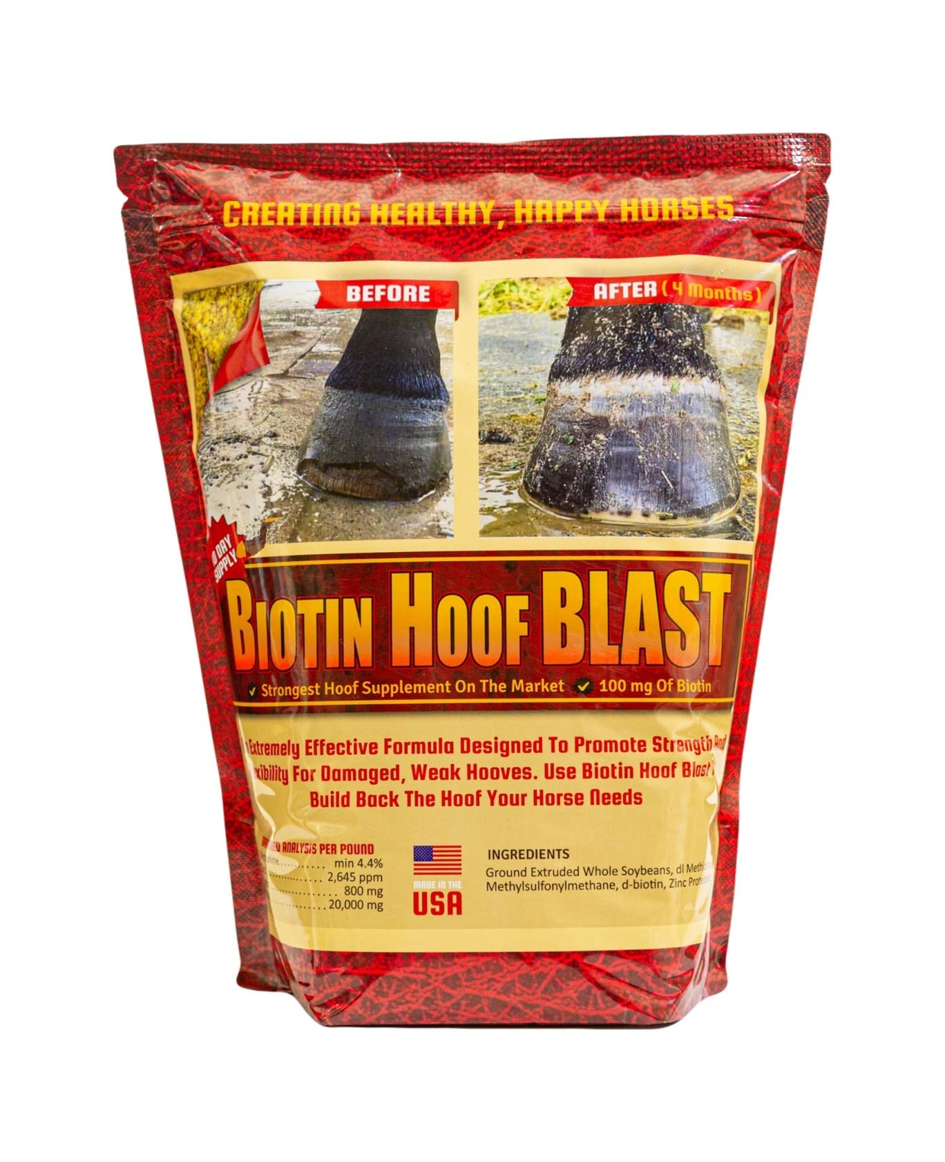 Hoof Supplements for Horses - Biotin Hoof Blast with 100mgs of Biotin per Serving - 4.8lb Concentrated Equine Hoof Health Suppl