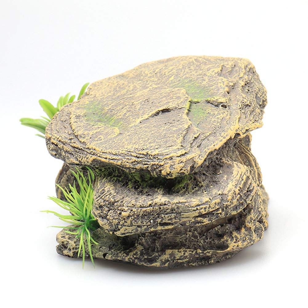 La La Pet Reptile Hide Box Reptile Hideouts Resin Rock Gecko Hides and Caves Lizard Habitat Decor Small Animal Hideaway Basking