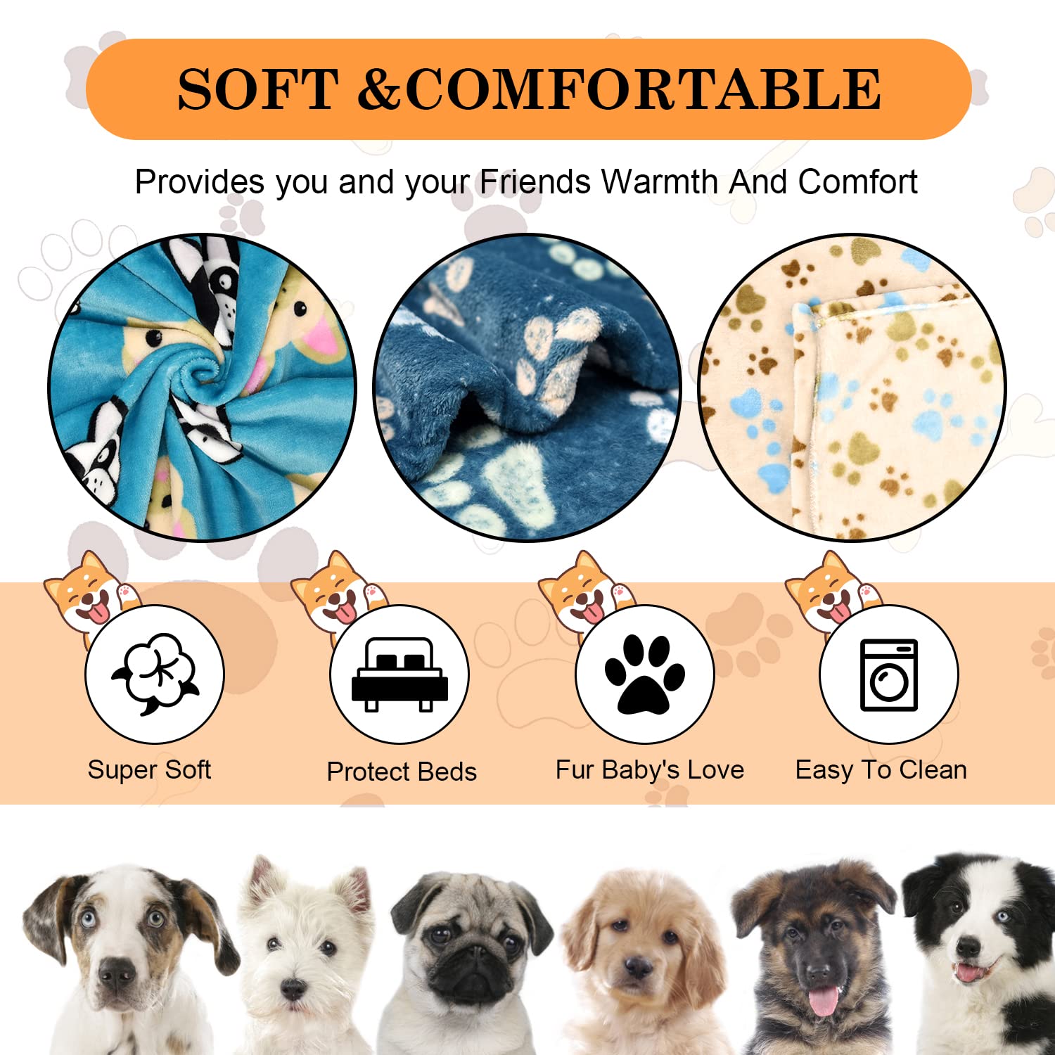 1 Pack 3 Blankets For Dogs Blankets For Large Dogs Medium Dog Blanket Super Soft Fluffy Premium Fleece Pet Blanket Flannel Throw
