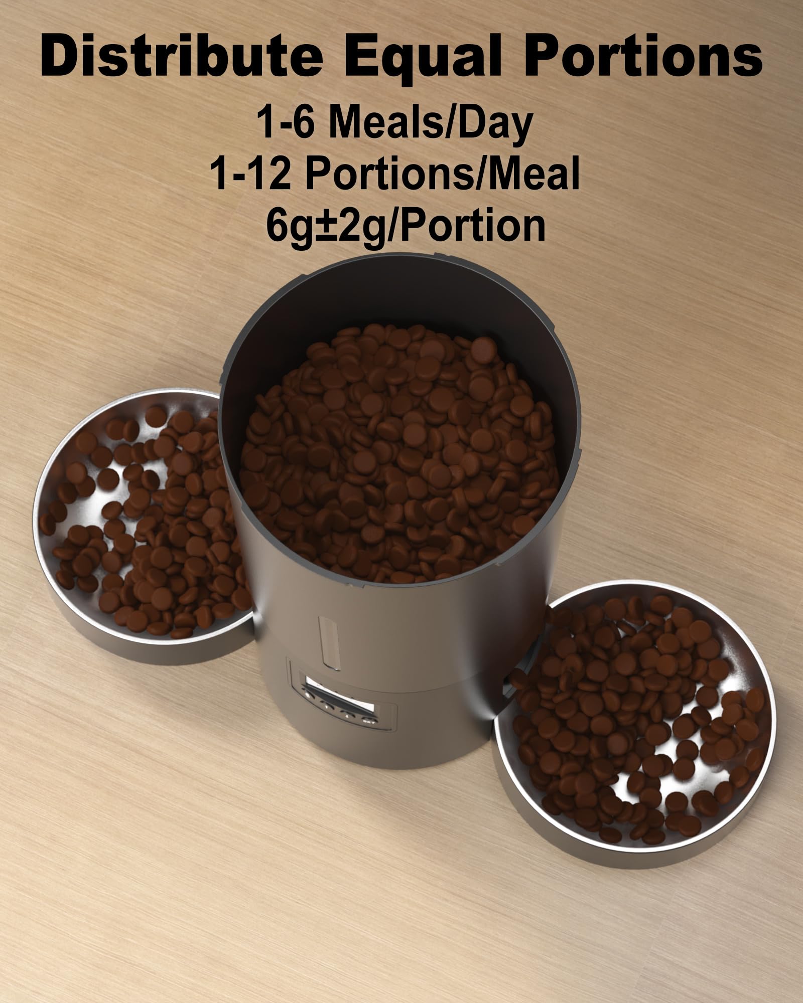 Dual Automatic Cat Feeder 2 Cats,6 Meals/Day,12 Portions/Meal,4.2L Dual Power Double Bowls Feeder,Dry Food Auto Pet Dispenser,10