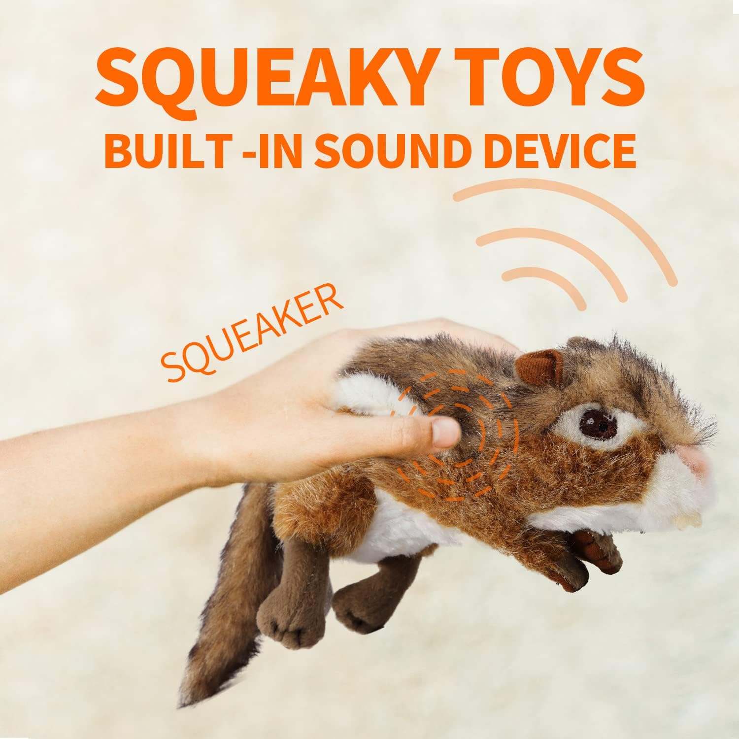 AFP Dog Squeaky Toy - Plush Chipmunk Chew Toy for Large Dogs