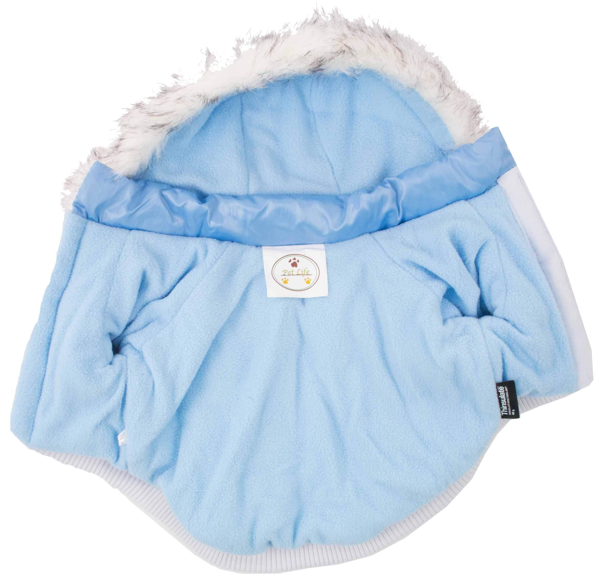 Pet Life Dpf00063 Metallic Ski Parka Dog Coats With Removable Hood, Small, Blue