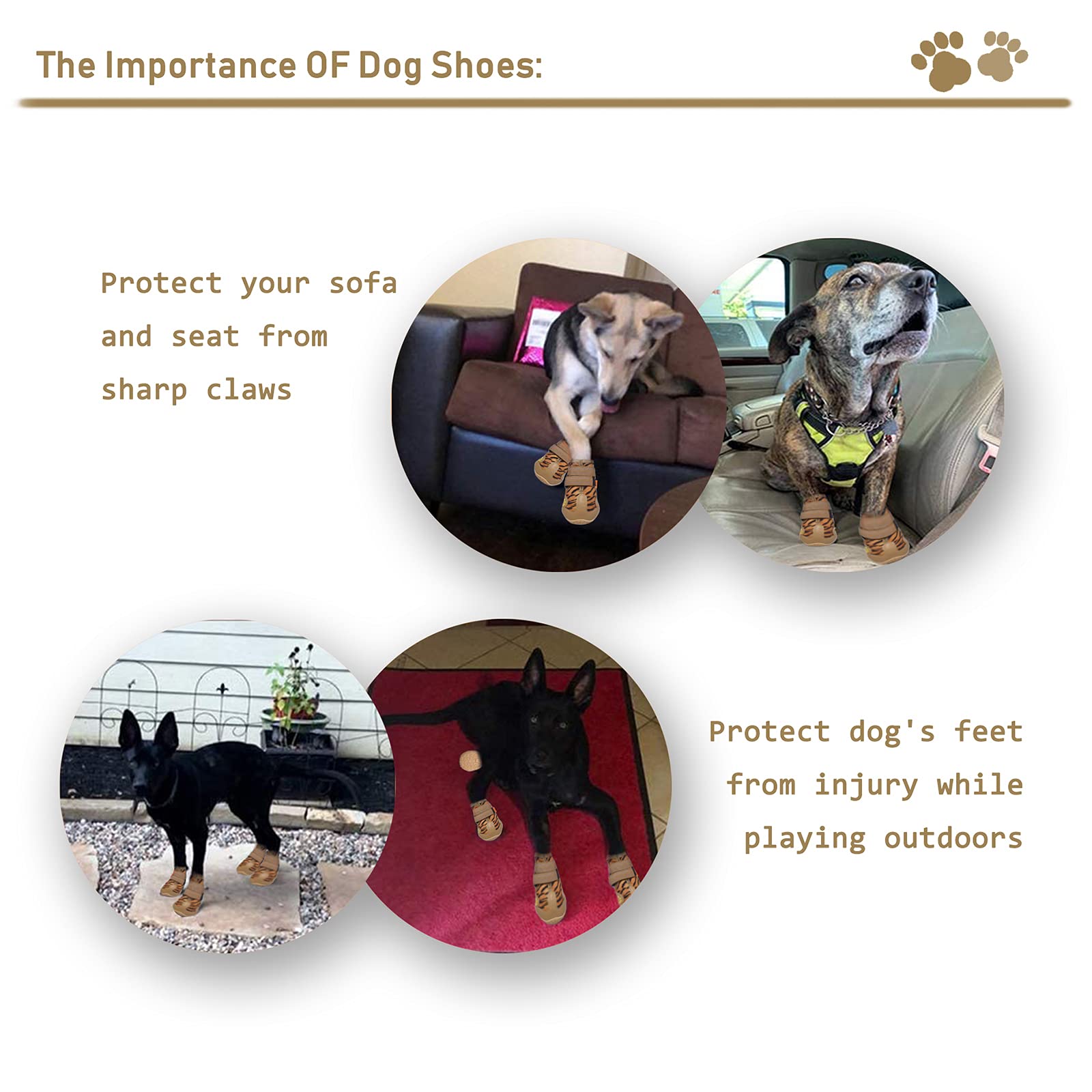 Xsy&G Dog Boots,Waterproof Dog Shoes,Dog Booties With Reflective Strips Rugged Anti-Slip Sole And Skid-Proof,Outdoor Dog Shoes For Medium Large Dogs 4Pcs Leopard-Size 6