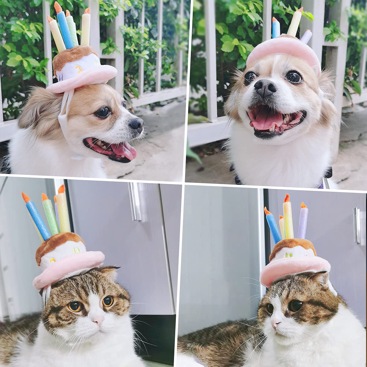 Namsan Cat Birthday Hat, Valentine Hat For Cats Small Dogs, Lucky Cat Birthday Cake Costume, Puppy Party Supplies, Small, Pink