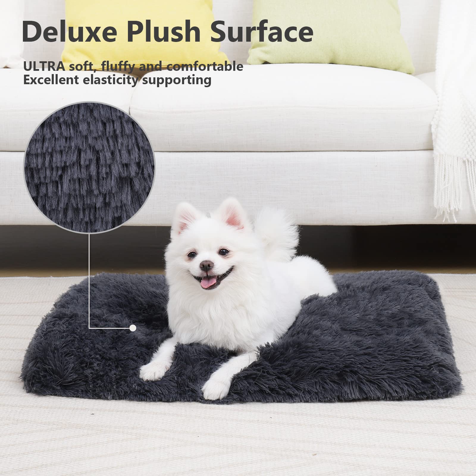 Vonabem Small Dog Crate Pad, Washable Crate Beds For Small Dogs & Cats, Plush Soft Pet Puppy Beds, Kennel Pad 24 * 18 Inch