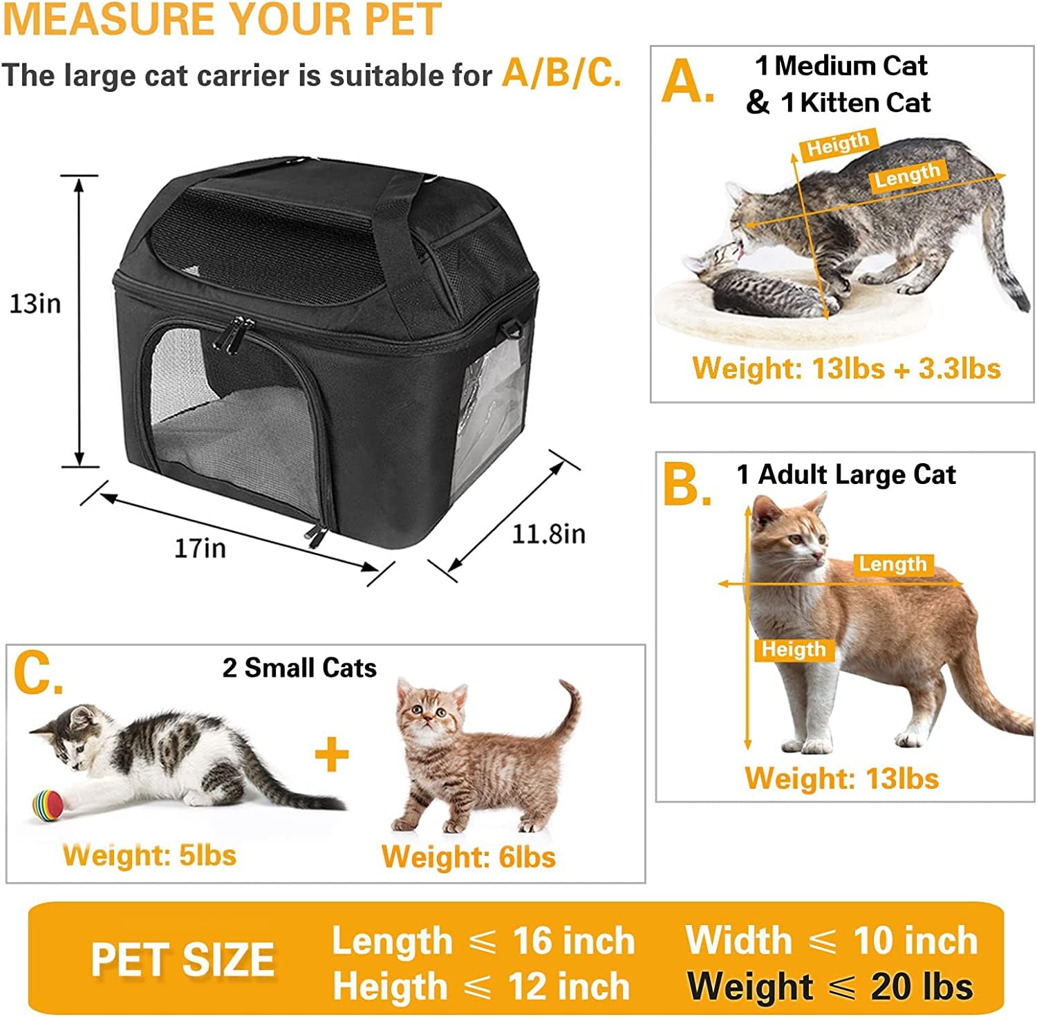 Large Cat Carrier Pet Carrier, Oeko-Tex Certified Soft Side Pet Carrier For Cat, Small Dog, Collapsible Travel Small Dog Carrier, Tsa Airline Approved Cat Carrier For Cats 20 Lb,Pink