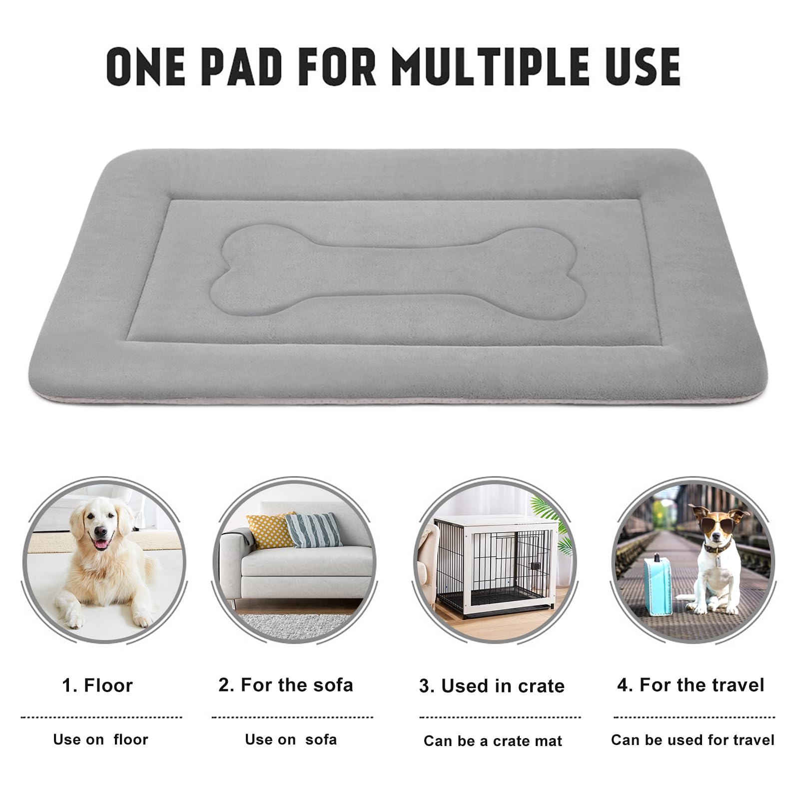 Joicyco Extra Large Dog Bed Soft Dog Crate Pad Mat 48 In Non-Slip Bottom Washable Dog Sleeping Mattress Pet Beds Cat Beds Kennel