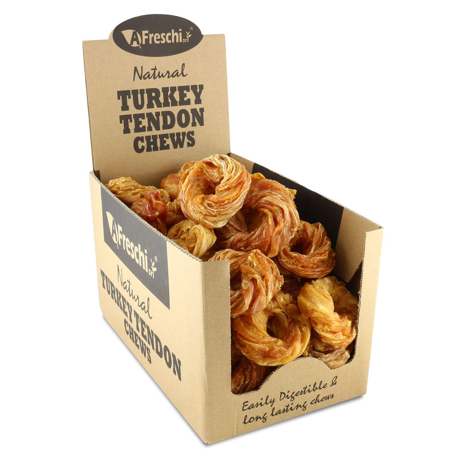 Afreschi Turkey Tendon for Dogs, Dog Treats for Signature Series, All Natural Human Grade Puppy Chew, USA-Sourced Turkey Tendon,