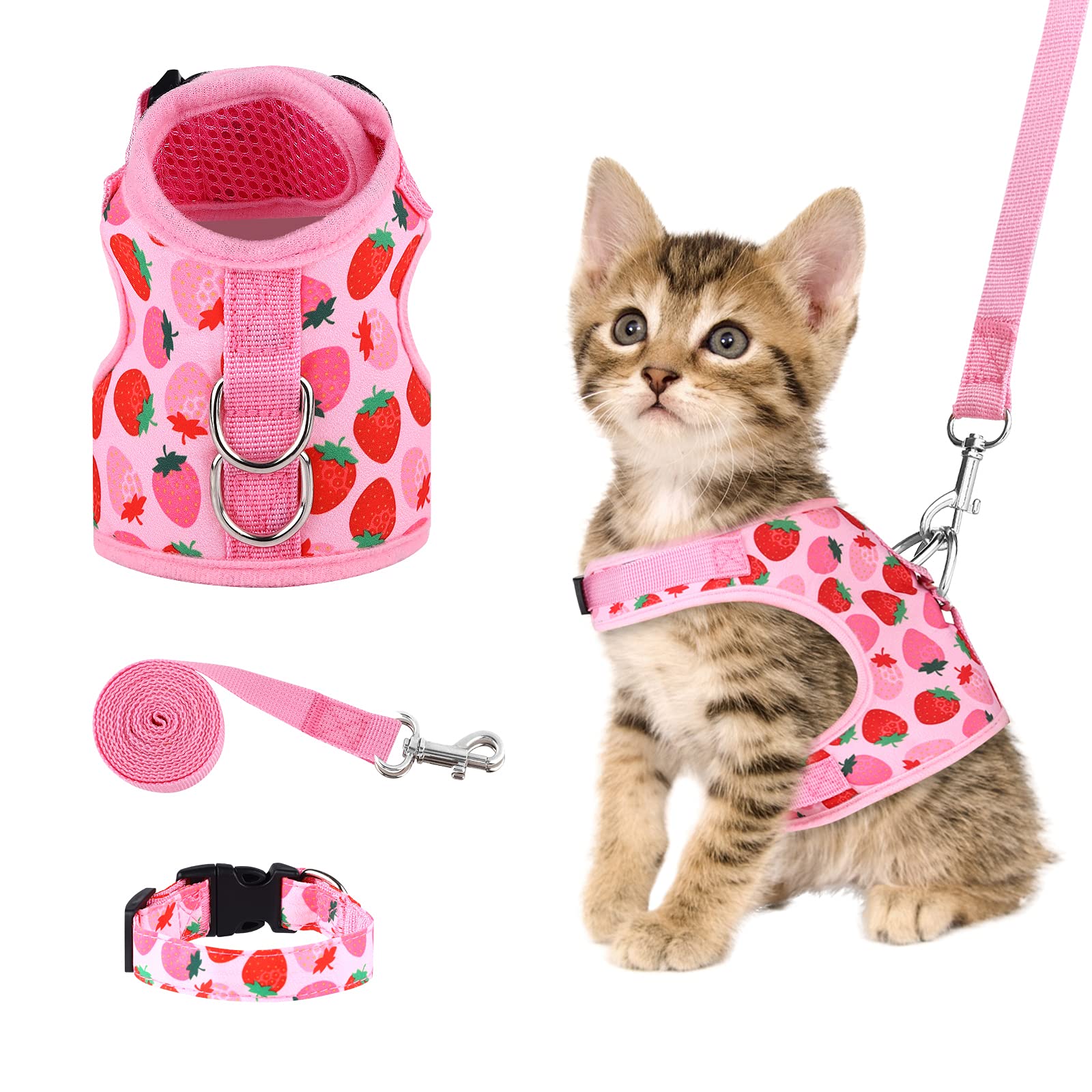 Uratot Cat Harness And Leash Set Cat Vest Harness Pet Leash And Collar Set Pet Harness For Kitties Puppies Small Pets Outdoor Walking, X-Small