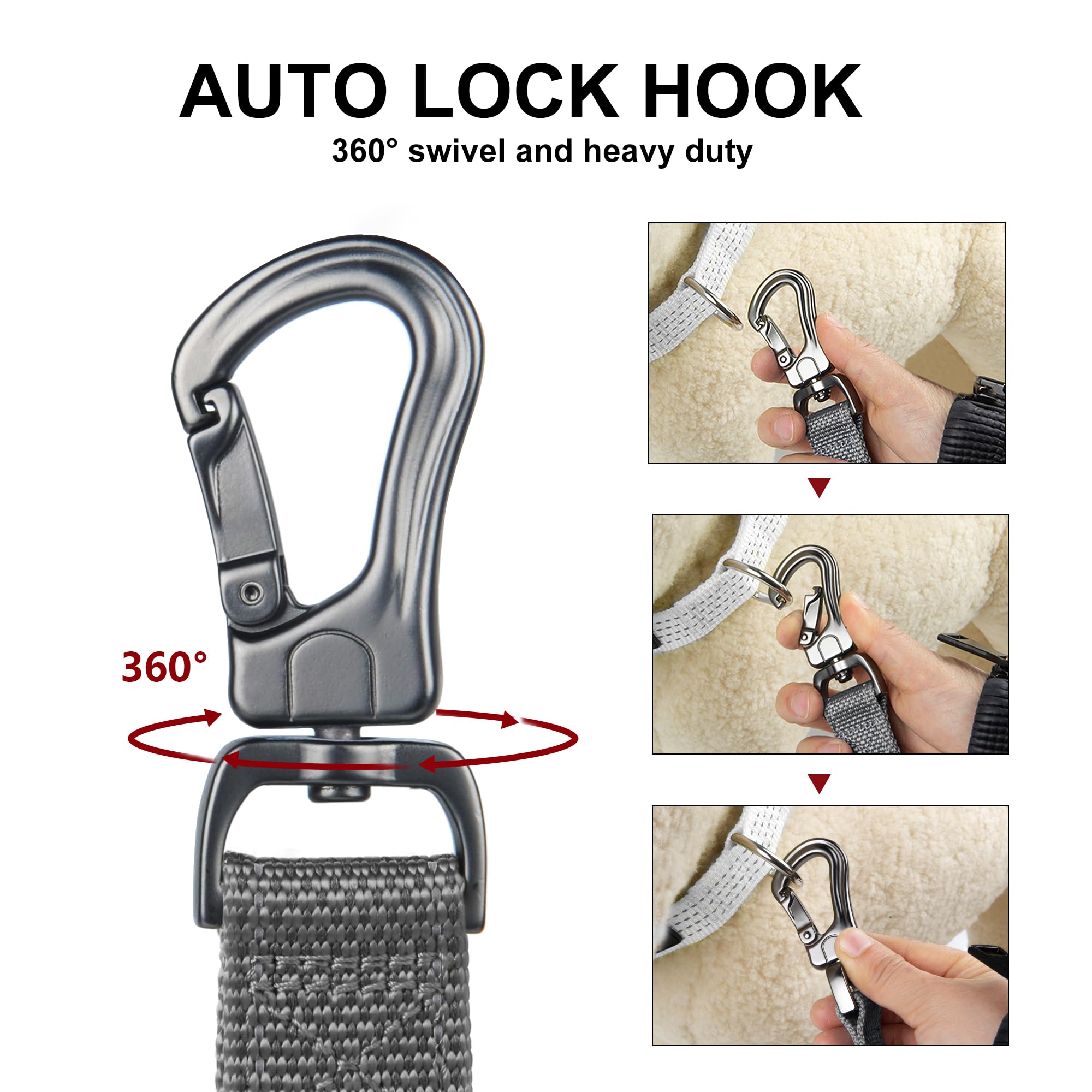 Petifine 5Ft Heavy Duty Dog Leash With Soft Padded Double Handle, Durable Strong Clasp Dog Leashes, Reflective Nylon Walking Lea