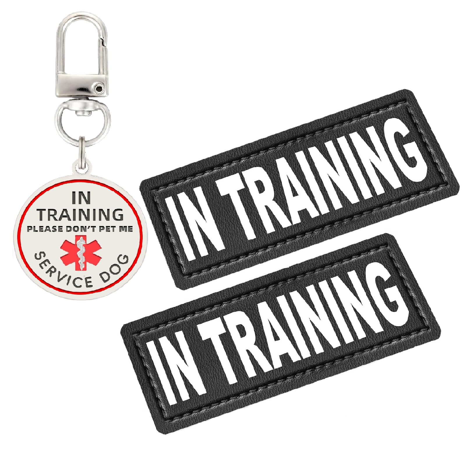 Service Dog In Training Patch, In Training Tag, Removable To Collar, Harness (Black Patch-Xsmall 0.98 X 3.15)