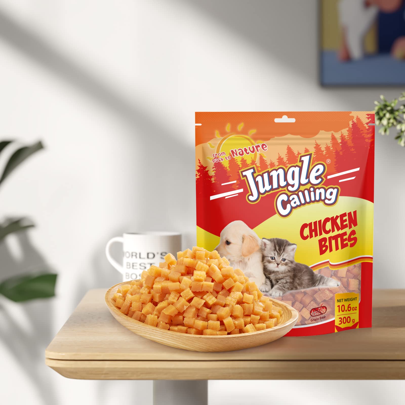 Jungle Calling Soft Chicken Treats for Dog and Cat, Natural Grain Free Chewy Food Snacks for Training Rewards for Small Dogs, Hi