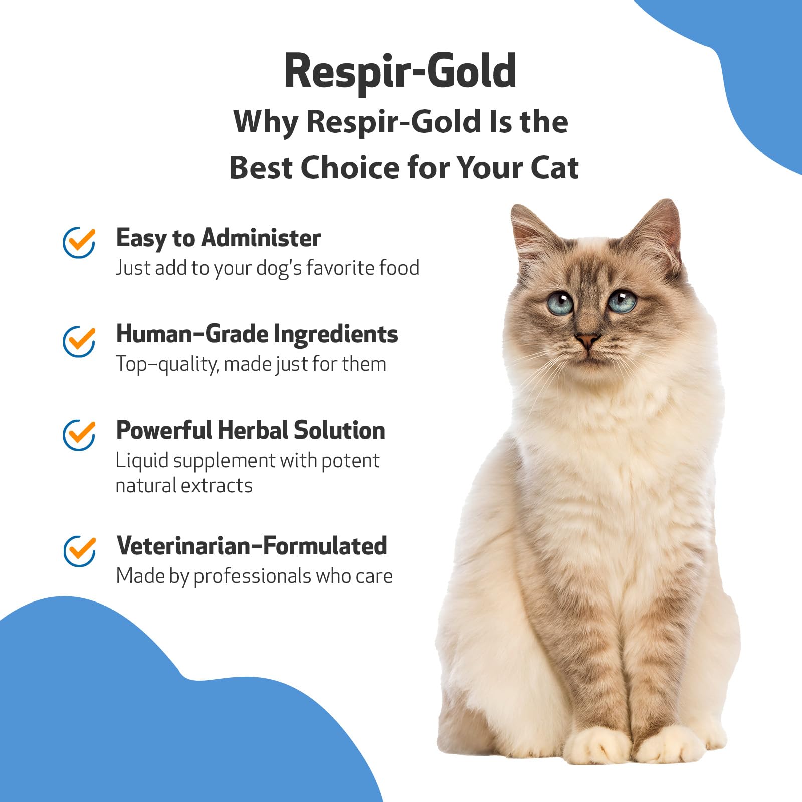 Pet Wellbeing Respir-Gold for Cats - Supports Healthy Breathing, Open Airways, Respiratory Support, Black Cumin, Horehound, Grin
