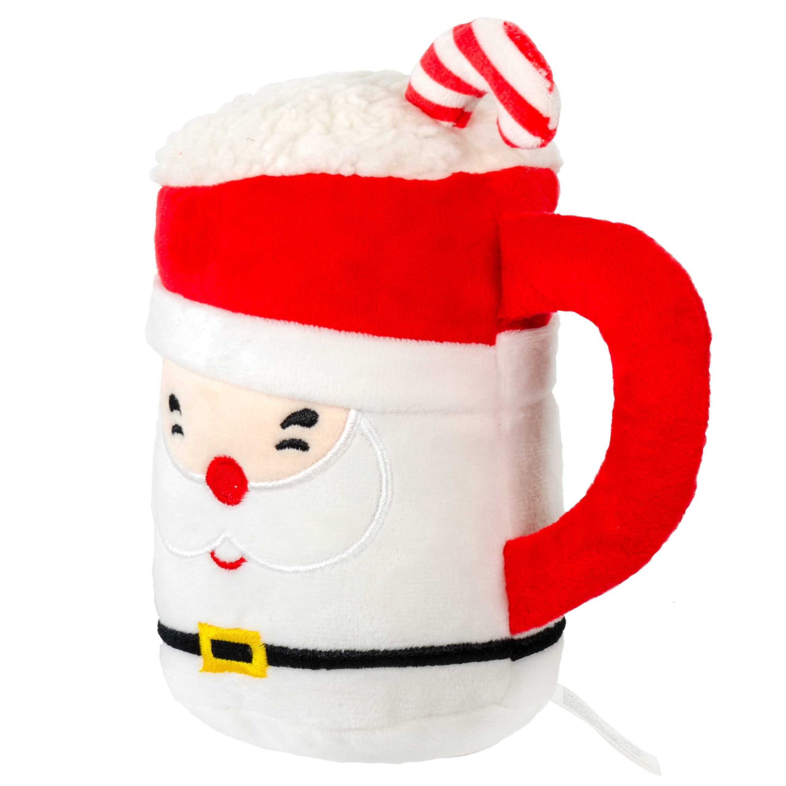 Giftable World Holiday Plush Pet Toy Fun For Christmas Designs With Squeaker Dog Chew Toy (6.5'' Santa & Reindeer Cups 2 Pcs)