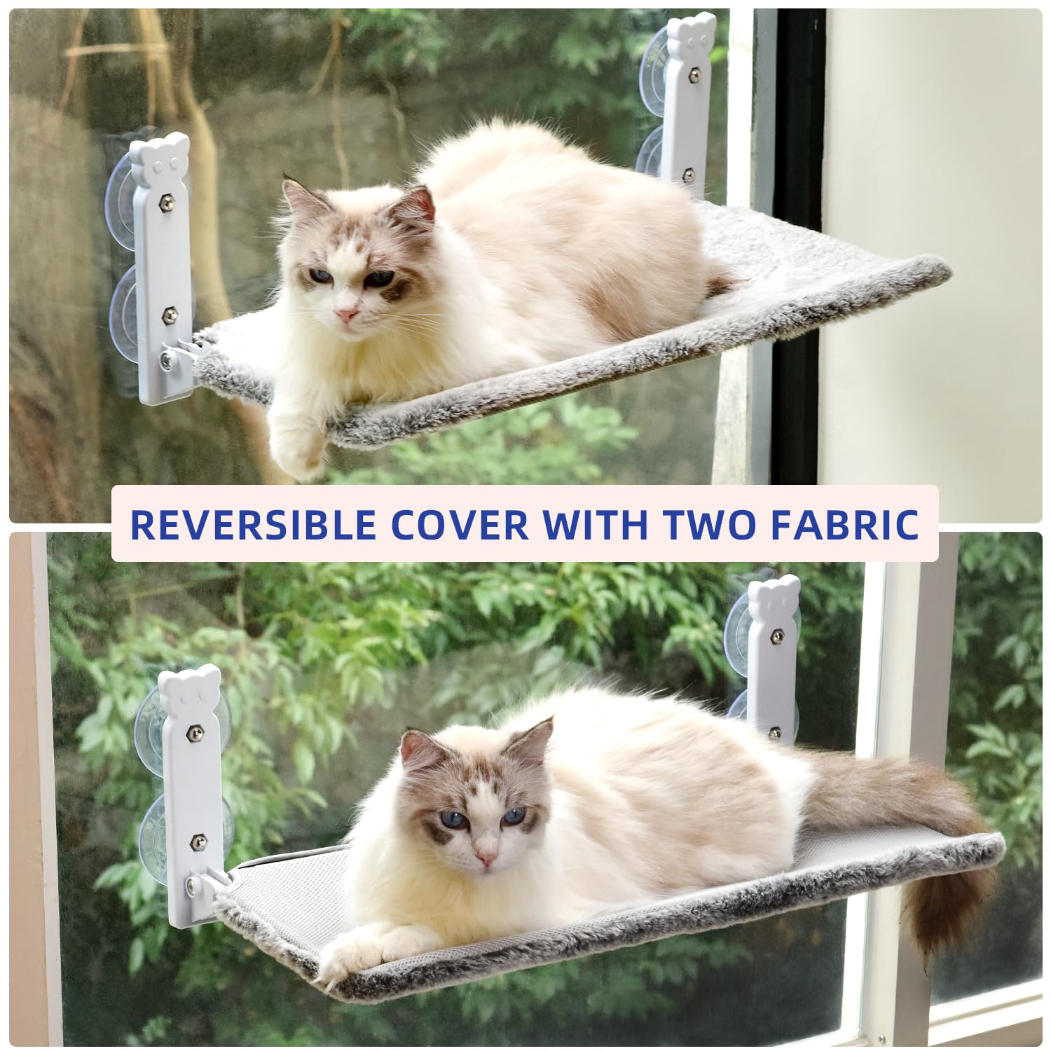 Pettycare Cat Window Perch, Cordless Cat Window Hammock Bed With 4 Strong Suction Cups, Foldable Kitten Balcony Seat For Inside