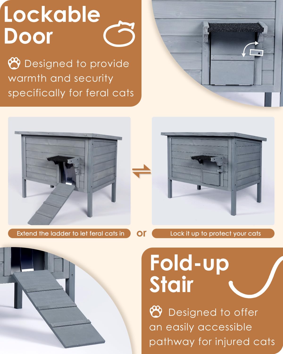 Ivy&Lane Outdoor-Cat-House | Insulated-Feral-Cat-Shelter | Weatherproof | for Winter | Foam & Wood | Large | for Multiple Cats |