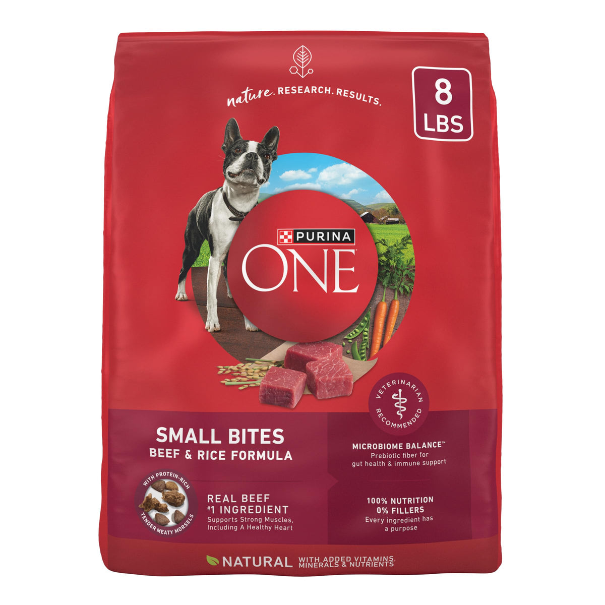 Purina One Small Bites Beef And Rice Formula Small High Protein Dry Dog Food Natural With Added Vitamins, Minerals And Nutrients - 8 Lb. Bag