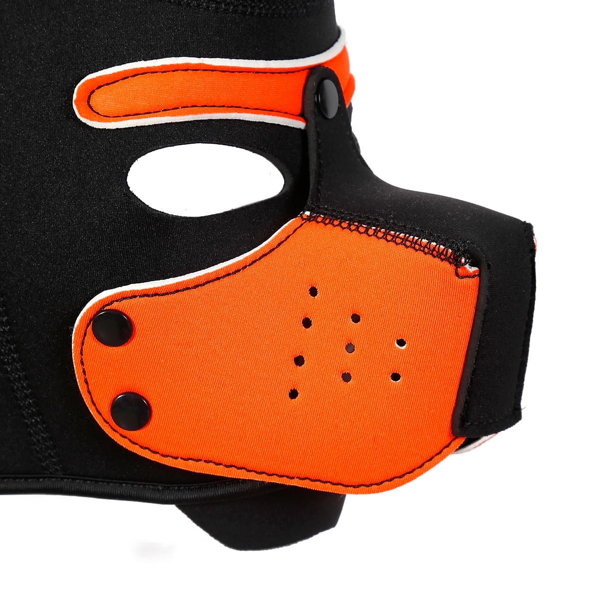 QUYUWOWO Neoprene Puppy Muzzle with Ears, One Size, Orange Full Head Hood Mask
