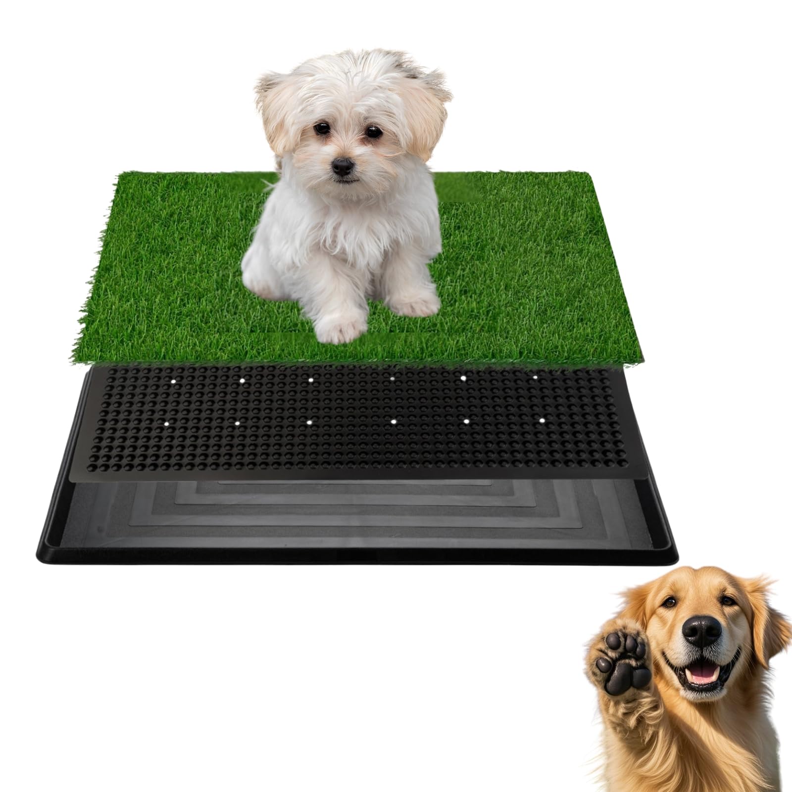 Fluffydream Artificial Dog Grass Pad With Tray, 16''X20'' Dogs Potty Tray With Washable Puppy Grass Pee Pad For Indoor Apartment