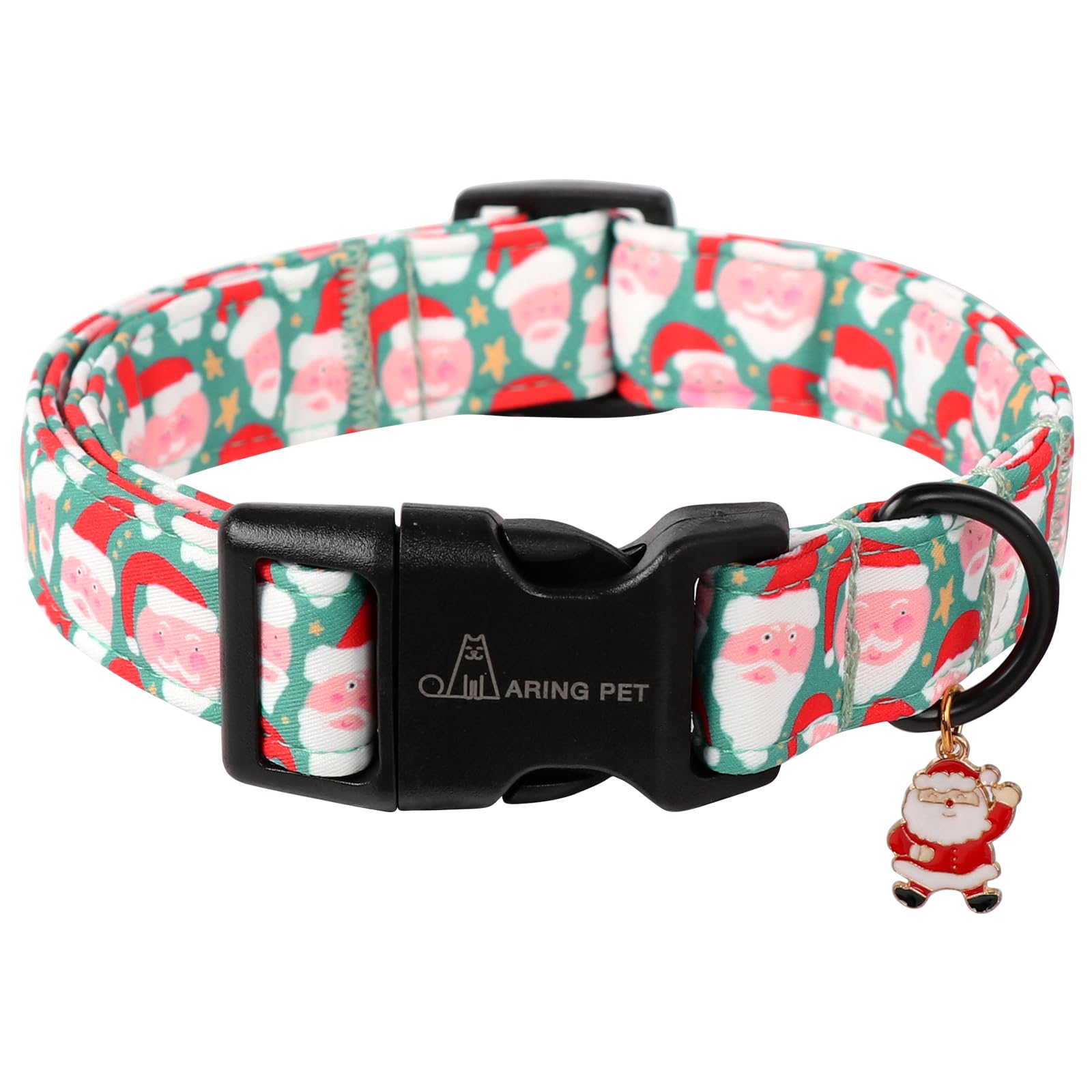 Aring Pet Christmas Dog Collar-Cute Green Santa Claus Dog Collars, Adjustable Christmas Pet Collars Puppy Collar With Quick Rele