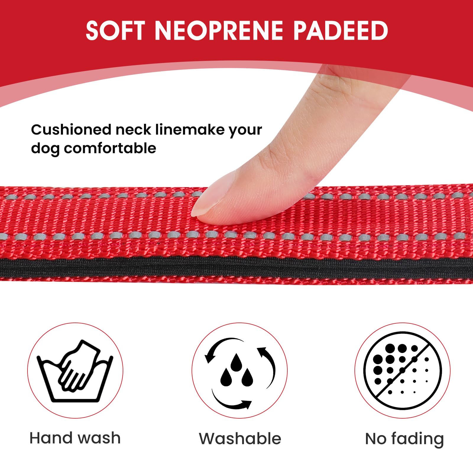 Penseepet Reflective Dog Collar Padded With Soft Neoprene Breathable Quick Release Basic Dog Collars For Puppy Small Dogs Red Gi