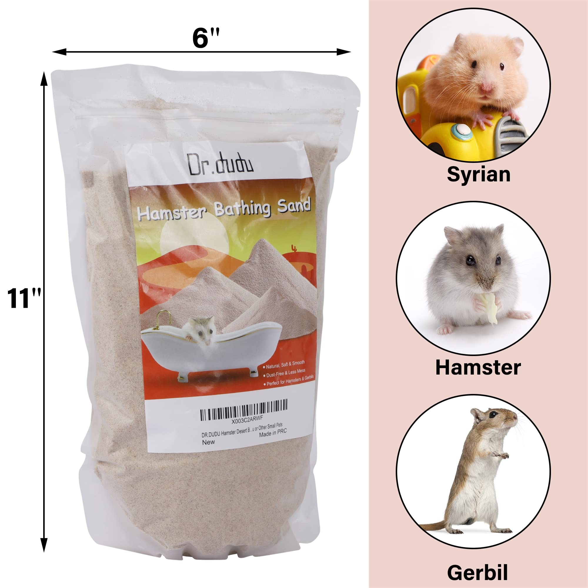 Dr.Dudu Hamster Bath Sand, 6.6Lb Dust Free Desert Sand Or Potty Litter Sand For Hamster Chinchillas Gerbil Syrian Mice Small Ani