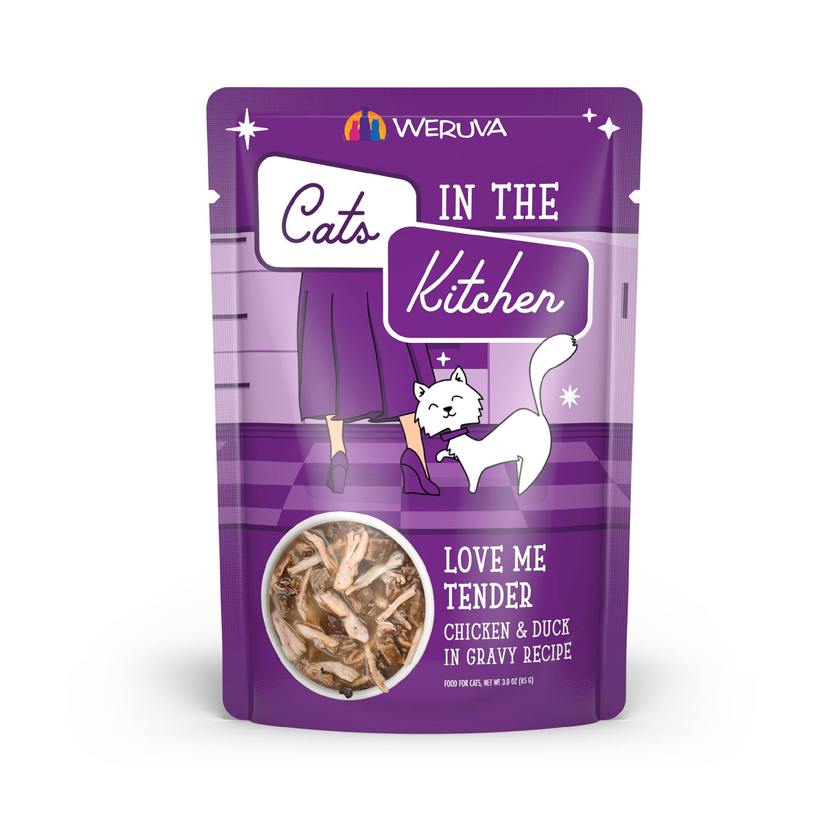 Weruva Cats In The Kitchen, Love Me Tender With Chicken & Duck In Gravy Cat Food, 3Oz Pouch (Pack Of 12)