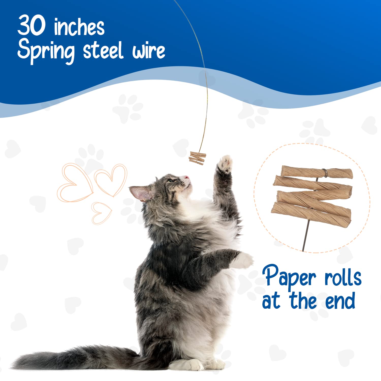 Cat Dancer Interactive Cat Toy - Fun And Fitness For Your Furry Friend - Engaging Paper Roll Attached With 30 Inches Flexible Sp