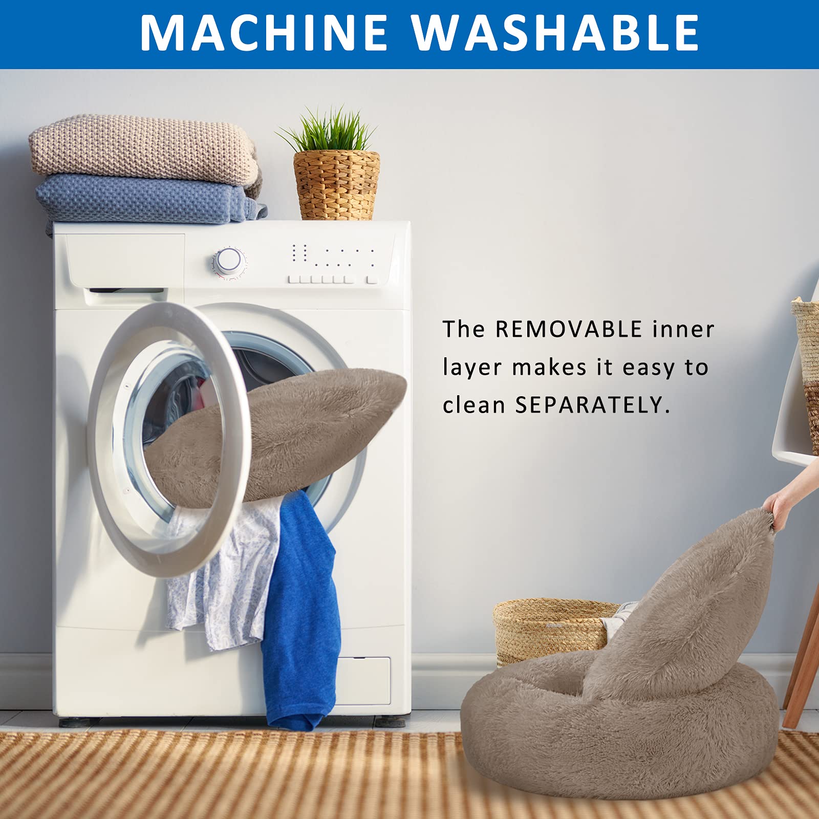 Washable Dog Round Bed Large, Donut Dog Bed Large Dog, Comfy Dog Calming Cuddler Bed