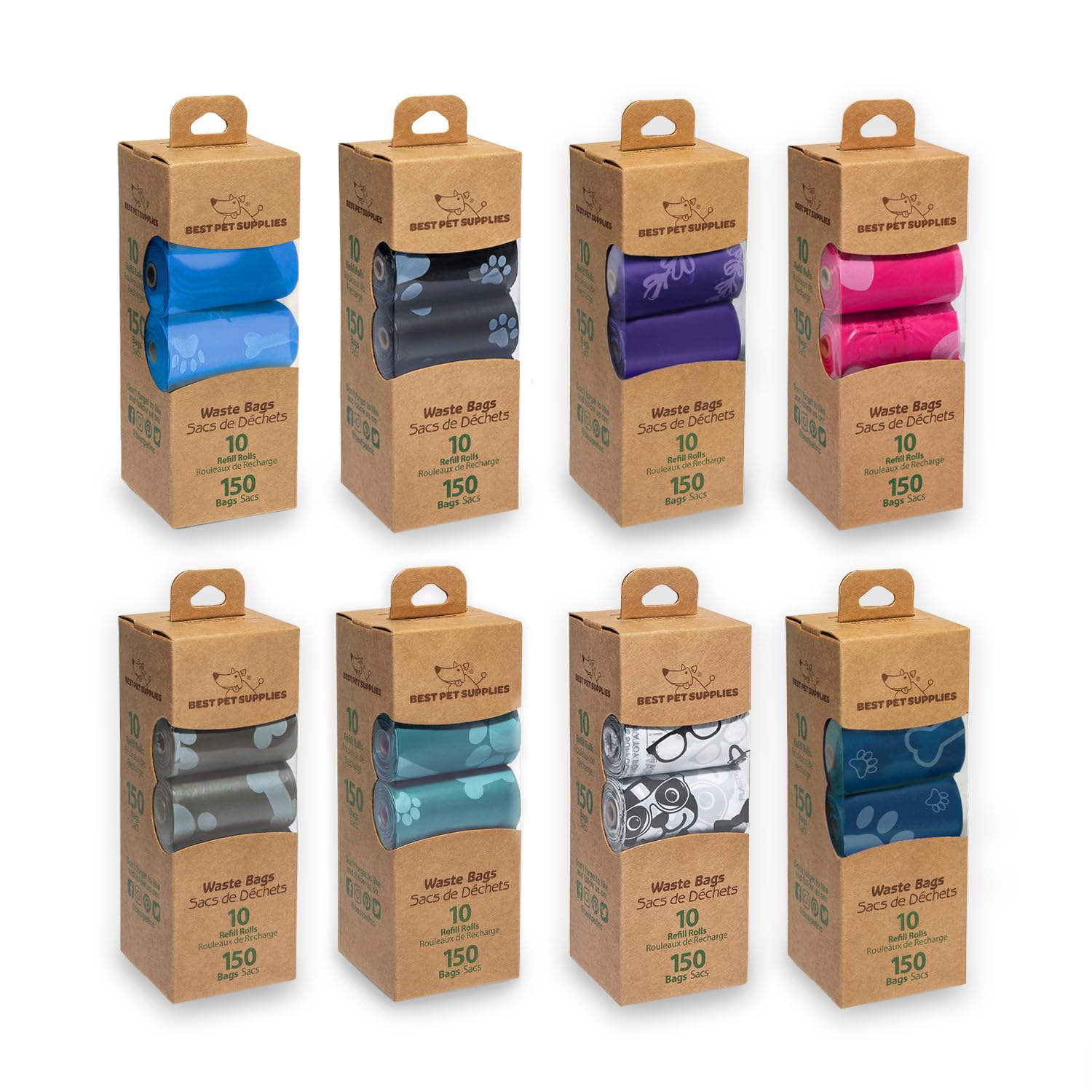 Best Pet Supplies Dog Poop Bags (4 X 150 Bags) For Waste Refuse Cleanup, Doggy Roll Replacements For Outdoor Puppy Walking And T