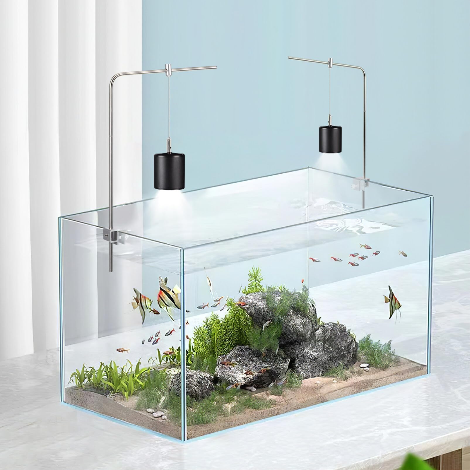 Baluue Fish Fish Lighting Holder For Fish Tank, 1Set Practical Aquarium Light Rack Universal Aluminum Alloy Fish Tank Hanging Bracket () Fish Tank Light Aquarium Stand
