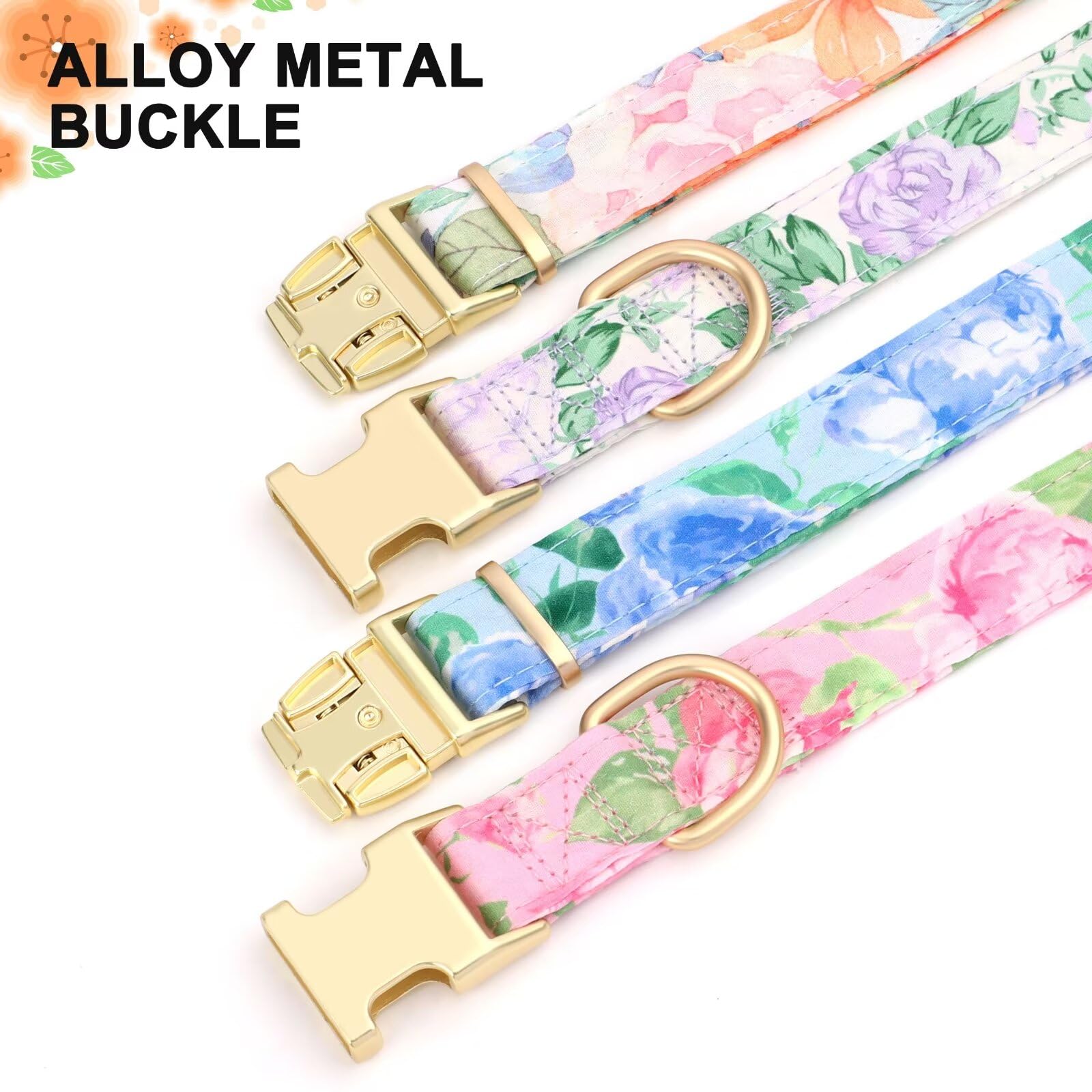 Beirui Cute Girl Dog Collars for Female Dogs, Floral Dog Collar with Spring Flower Patterns, Soft Purple Pet Collars for Small M