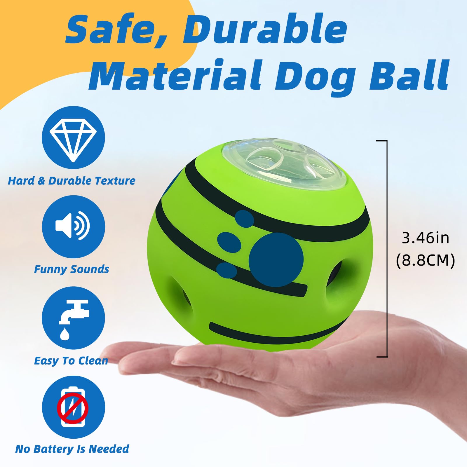Shake And Laugh Interactive Puzzle Dog Treat Ball, Treat Dispensing Enrichment Dog Toys Ball, M, 3.46 In (8.8 Cm)