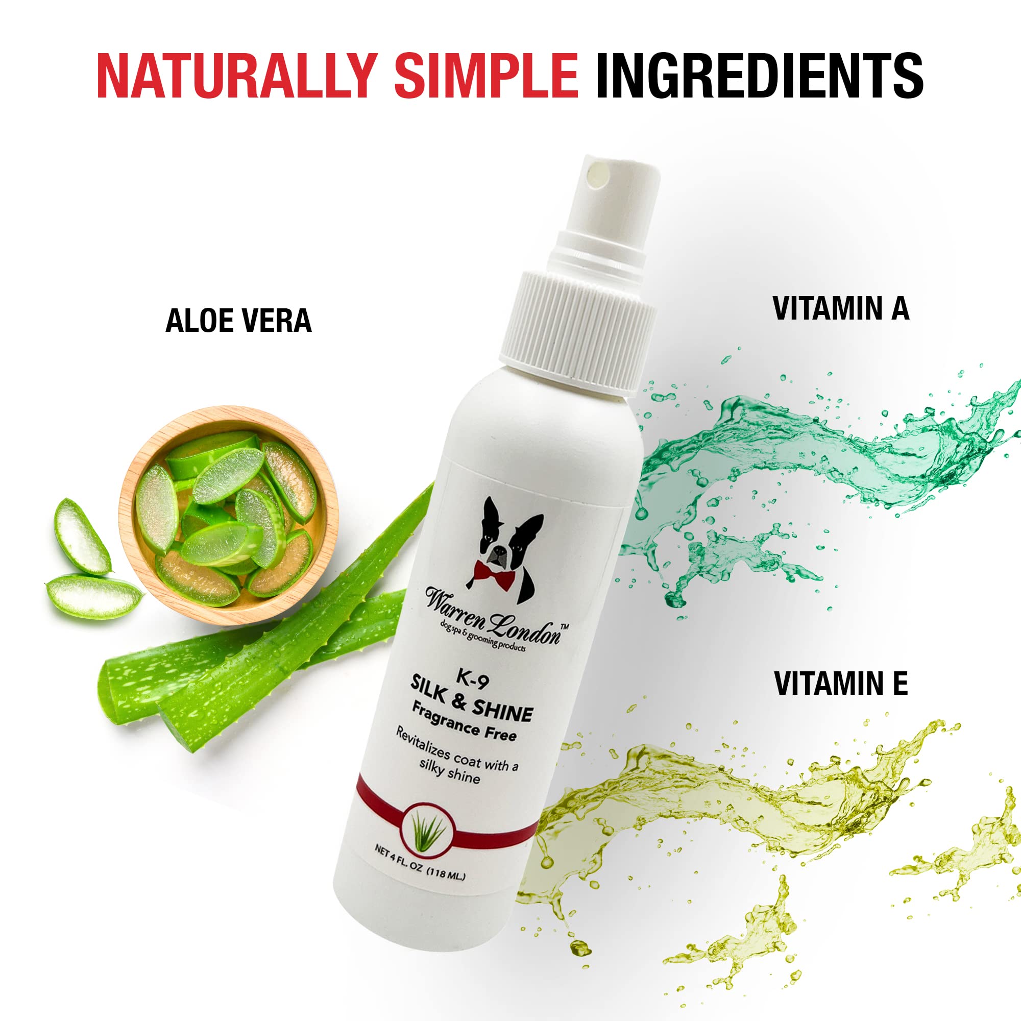 Warren London K9 Silk & Shine – Easy To Use Leave In Conditioner For Your Dog’S Soft Bright Coat – No Fragrance, Spray Bottle, Made In The Usa – 4Oz