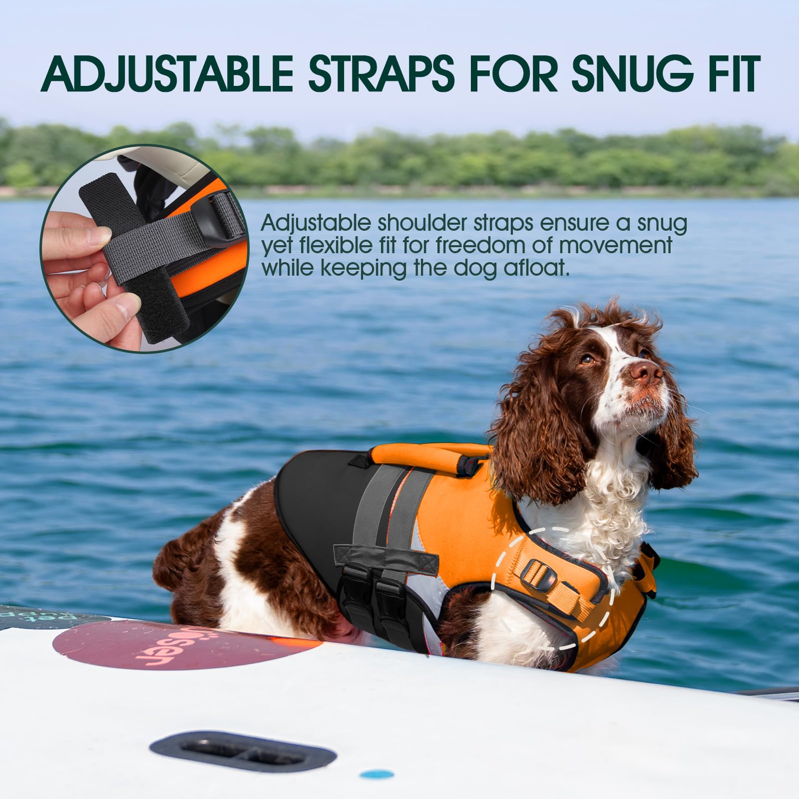 Kuoser Dog Life Jacket, Large High Flotation L Dog Life Vest For Swimming Boating, Reflective Dogs Swimsuit Lifejacket, Pet Life