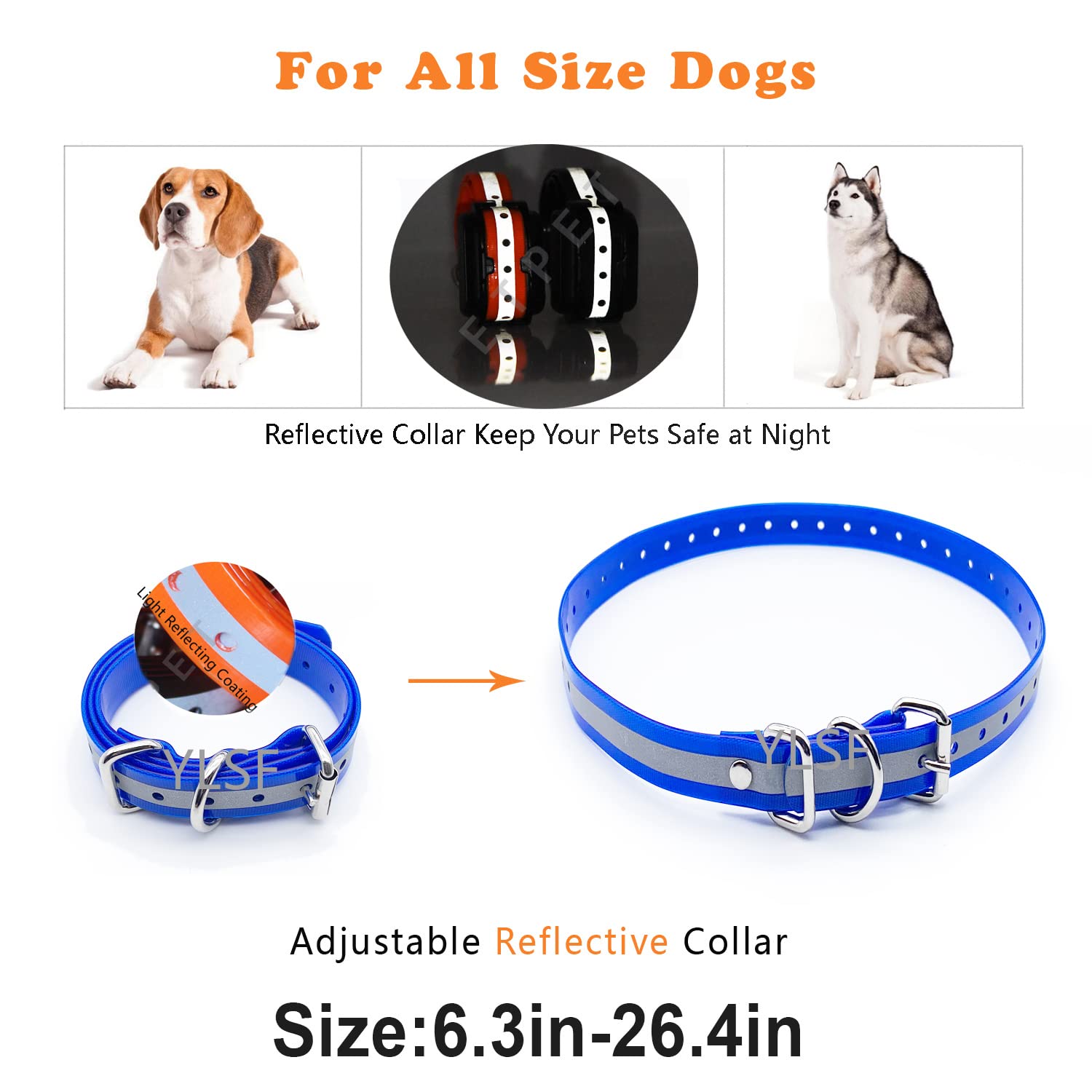 Etpet Dog Collar Strap For Most Of Electronic Training Shock Collar Receivers-Adjustable Durable Waterproof Odorless 3/4 Inch Collar Replacement For Barking Fence-Pet Tpu Collar Strap