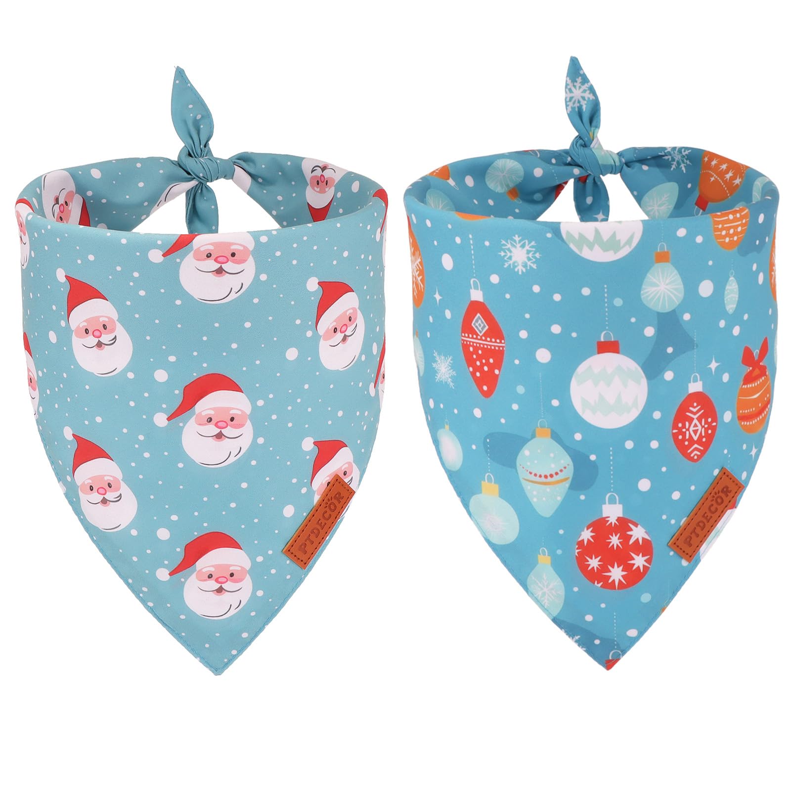 Ptdecor Christmas Dog Bandana, Xmas Light Bulb Santa Reversible Holiday Dog Scarf, Triangle Christmas Bandanas For Medium Large 