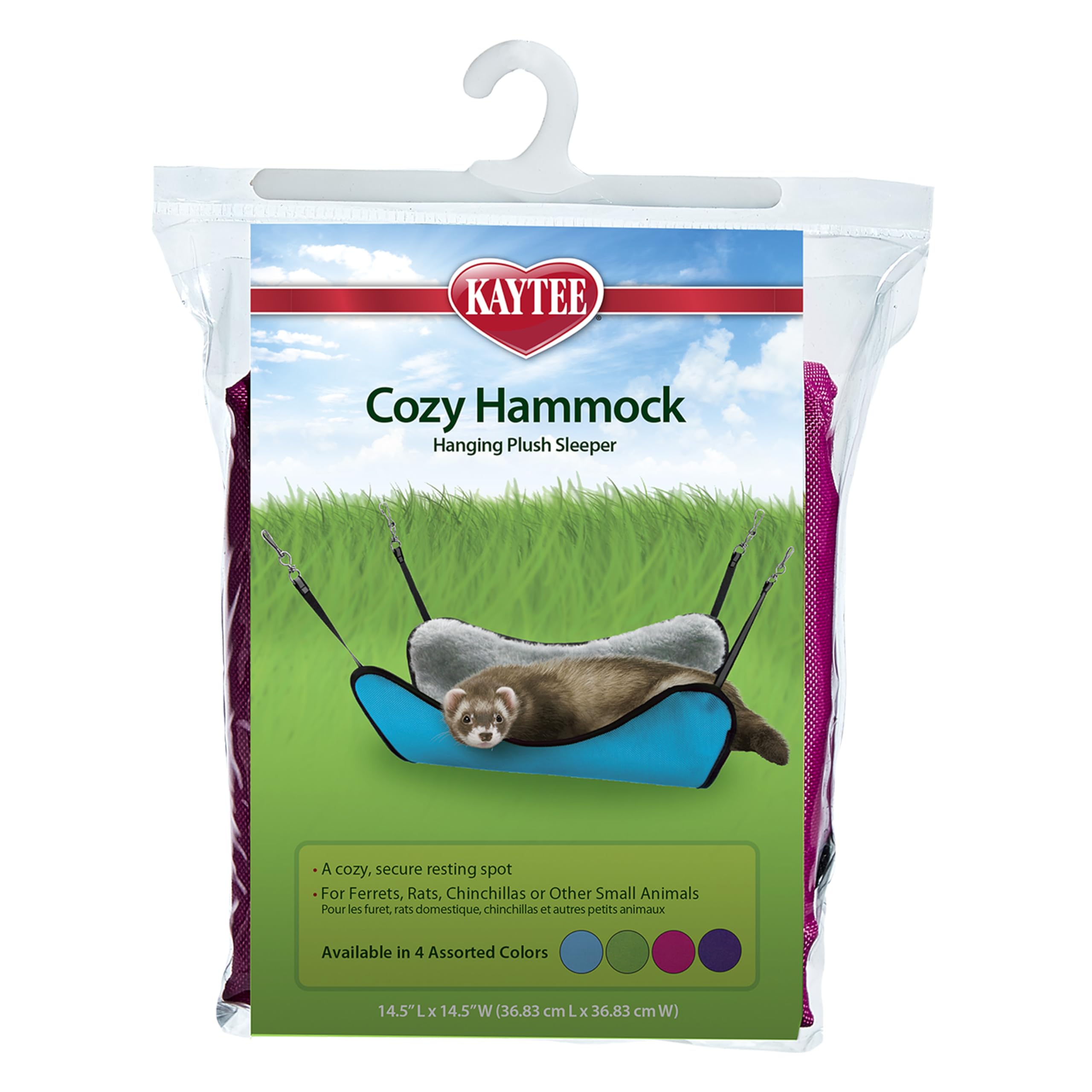 Kaytee Simple Sleeper Cozy Hammock for Ferrets, Faux Fur Lined, Polyester, 2L x 6W x 9Th