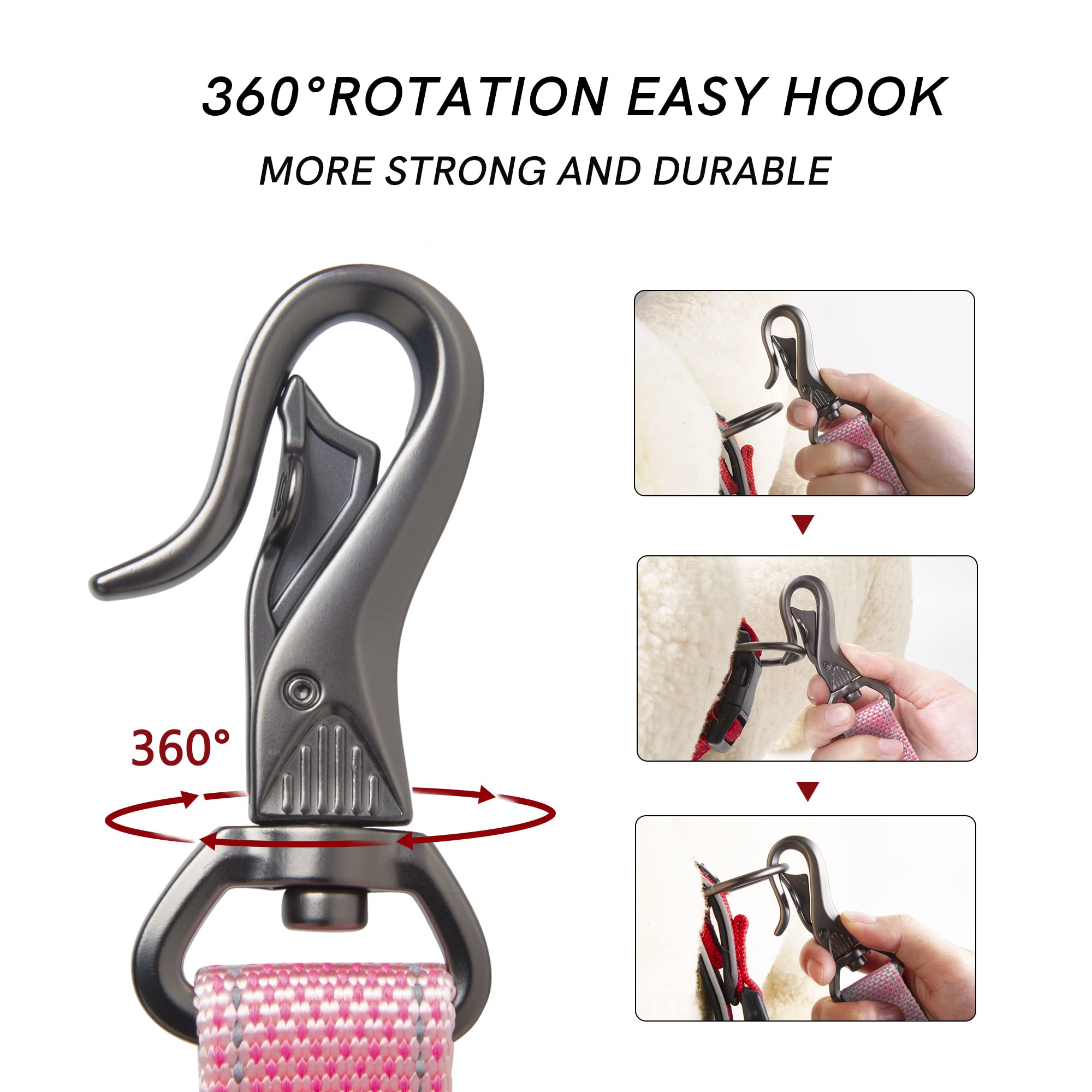 Petifine 4Ft Heavy Duty Dog Leash With Soft Padded Double Handle, Durable Strong Clasp Dog Leashes, Reflective Nylon Walking Lead For Large,Medium,Small Breed Dogs, Pink
